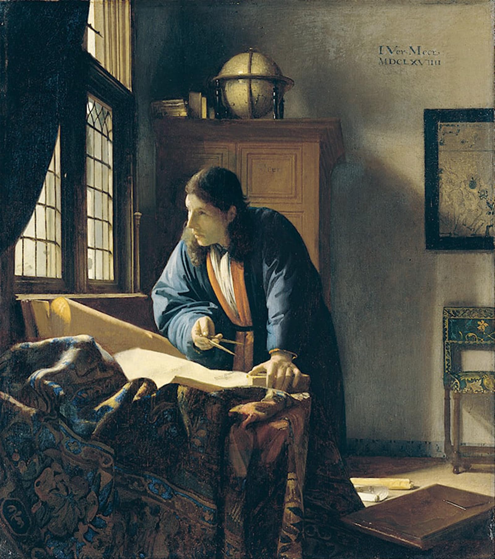 POSTERIIk Vintage Print Pop Art Landscape Artwork the Geographer by Johannes Vermeer Art Prints for Office Home Decor 60x90cm