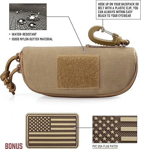 Miniatura 6 de WYNEX Bolsa táctica Molle para gafas, estuche rígido para lentes de sol a prueba de golpes, caja protectora