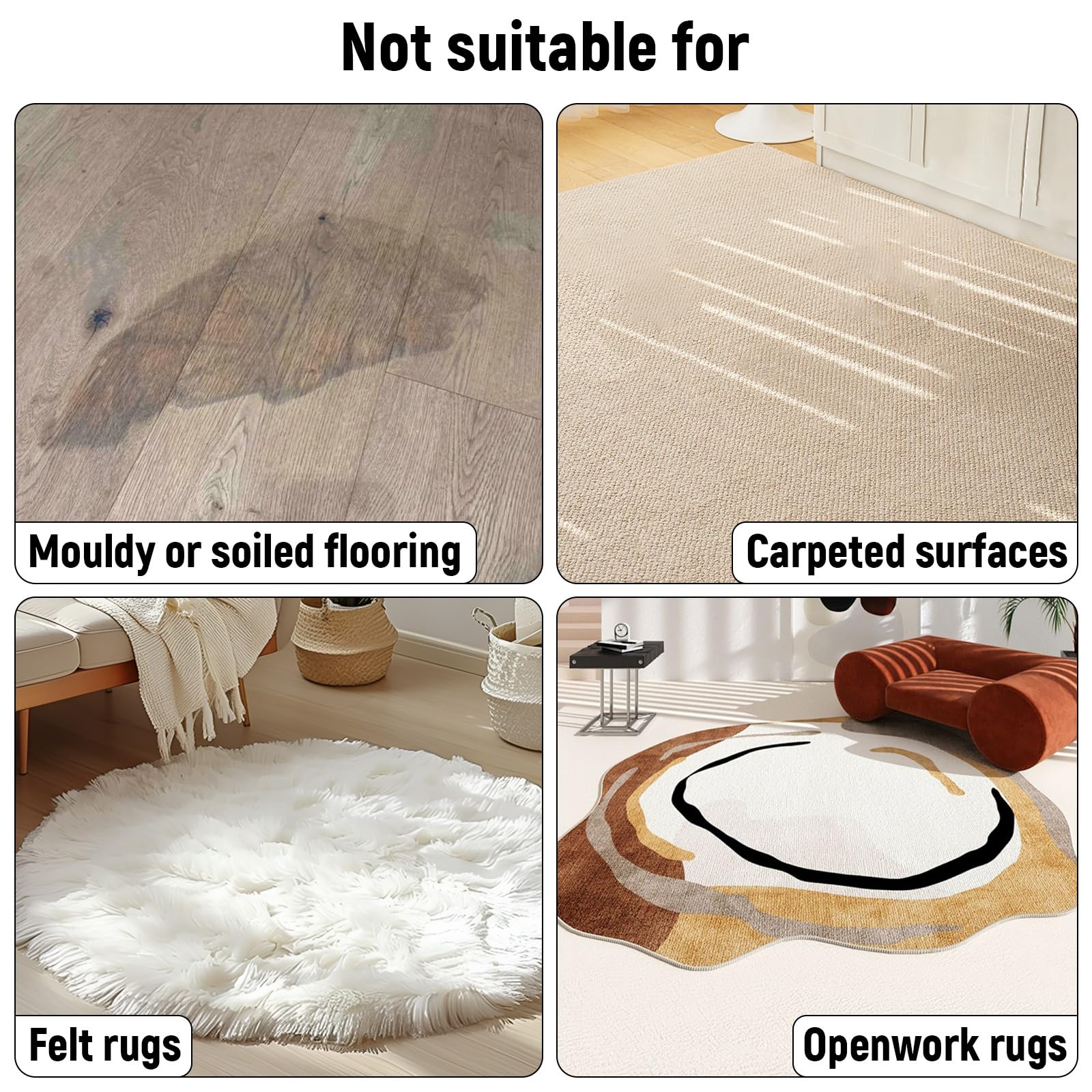 MINGBOLIN Anti Dérapant Tapis 10 Pièces – Adhésifs Réutilisables pour Parquet, Fixation Sûre sur Sol Lisse, Protection Sol
