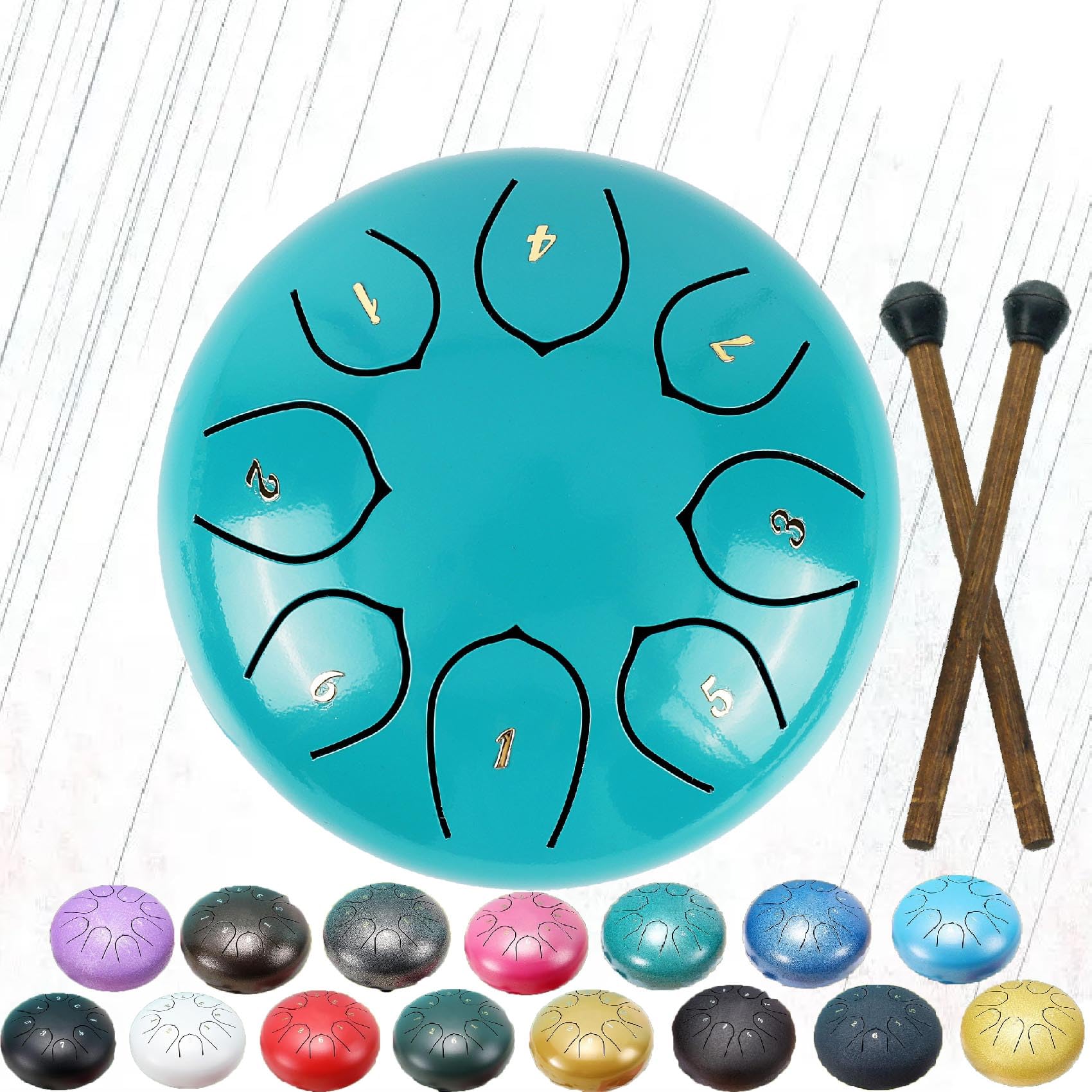 Rain Drum In Acciaio 11 Note 6 Pollici - Tamburo Zen Per Esterni Con Bacchette | Per Giardino, Meditazione E Yoga