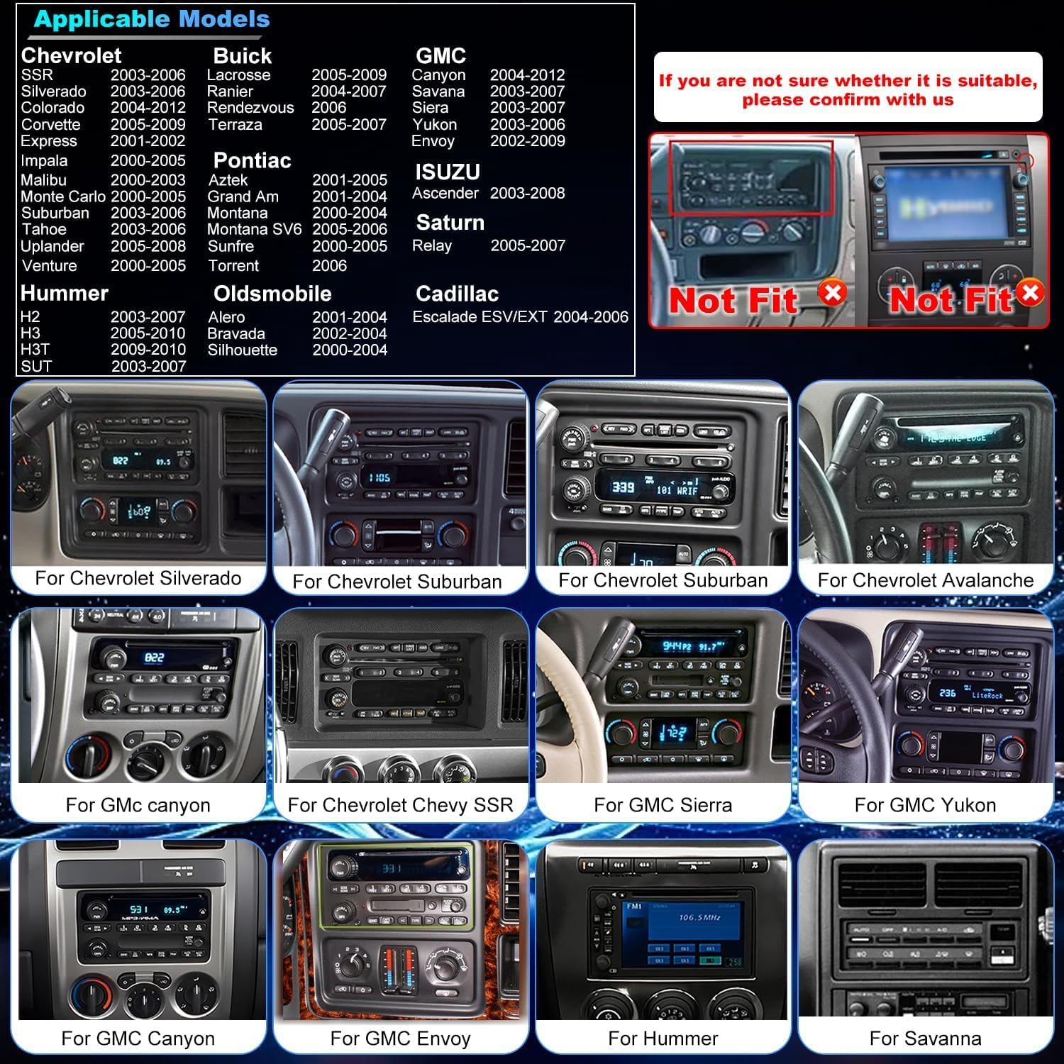 Surakey 7 inch Car Stereo Radio for Chevy Blazer Trailblazer 2004-2006 Head Unit Car Radio Android 13 GPS Navigation with AHD Camera/Mic for Carplay and Android Auto DSP SWC 2GB+64GB