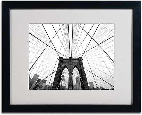 Miniatura 6 de NYC Brooklyn Bridge obra de arte de Nina Papiorek en marco negro, 11 x 14 pulgadas