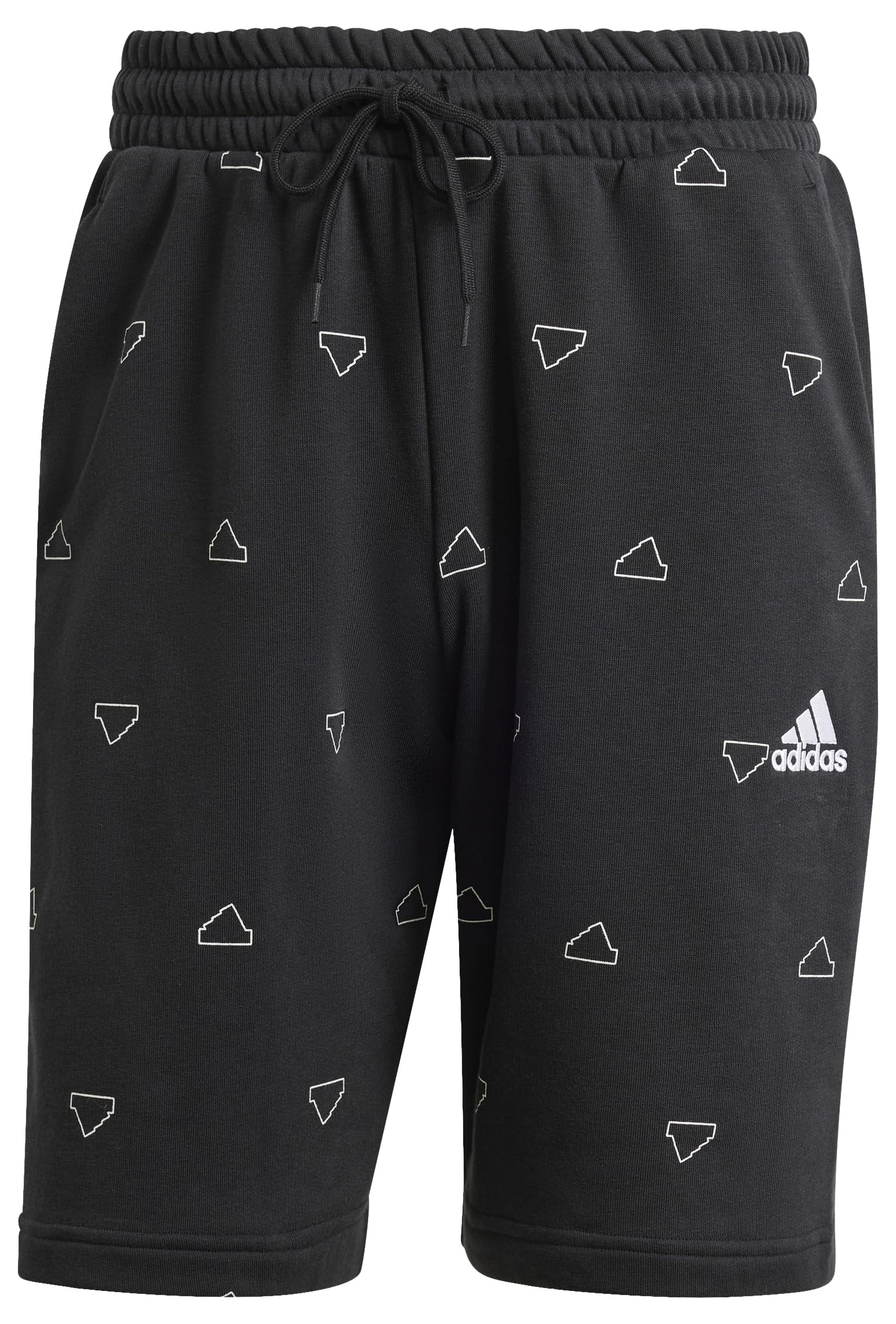 adidas Men Seasonal Essentials Monogram Graphic Shorts, XL Tall, 3 inch Black/White