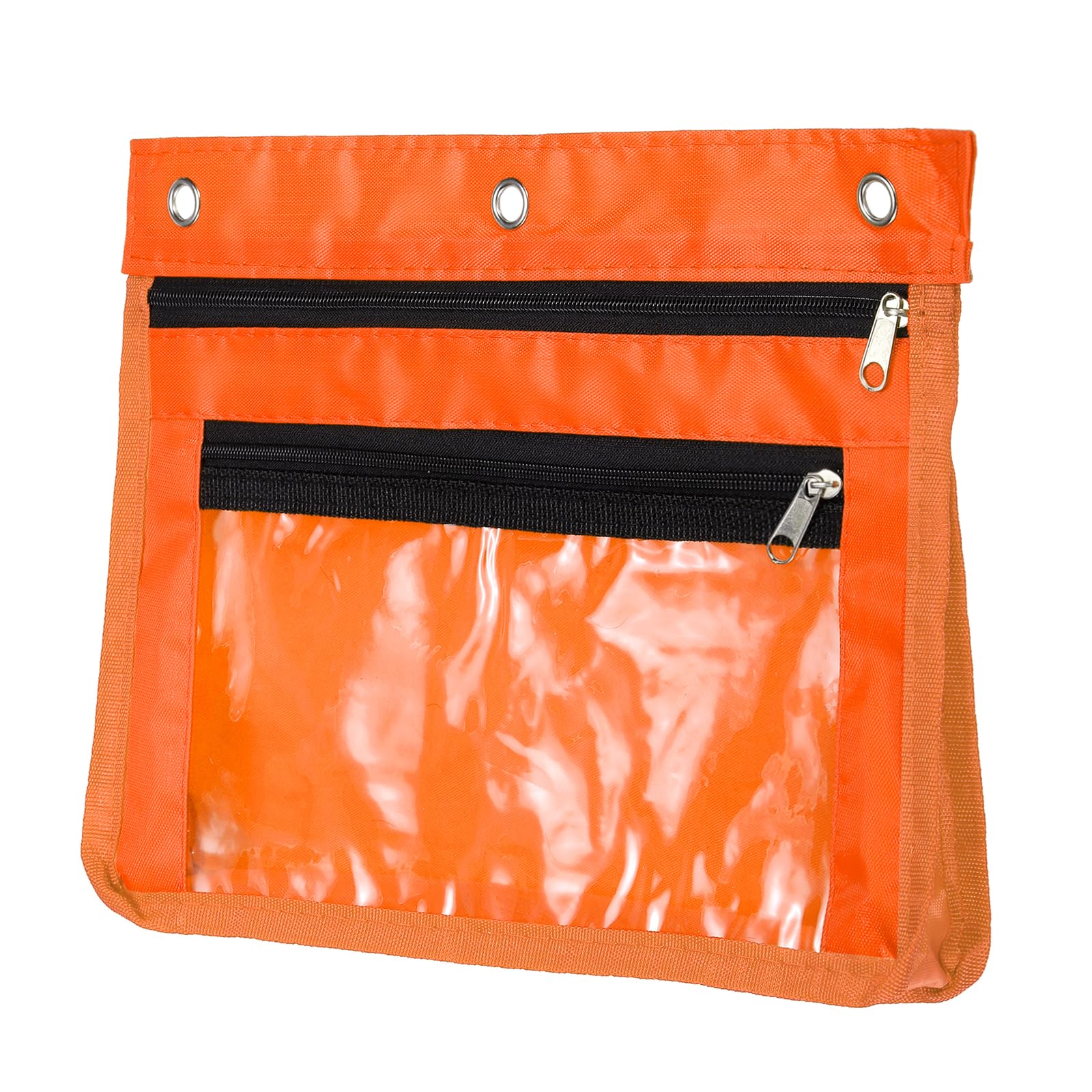 PATIKIL Expandable Pencil Pouch for 3 Rings Binder, 1 Pack Oxford Cloth Large Capacity Zipper Binder Pouch Pencil Case for Office Home, Orange