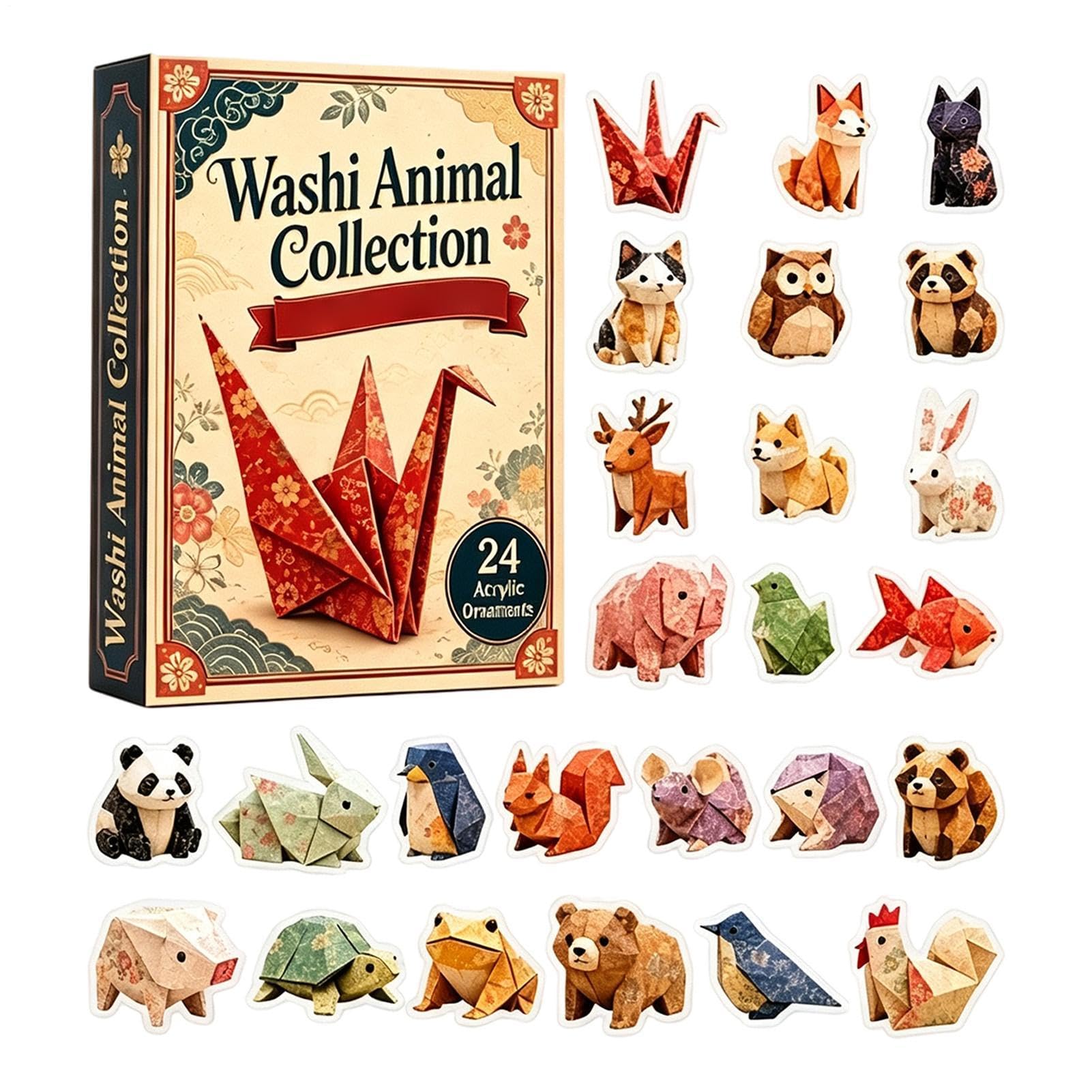 Adventskalender Tier Weihnachten 2026 Countdown 24 Tage | 2D-Acrylanhänger für Familie, Freunde, Sammler, Haus, Flur, Wohnzimmer, Schlafzimmer, Baum, Wand, Regal, Kranz