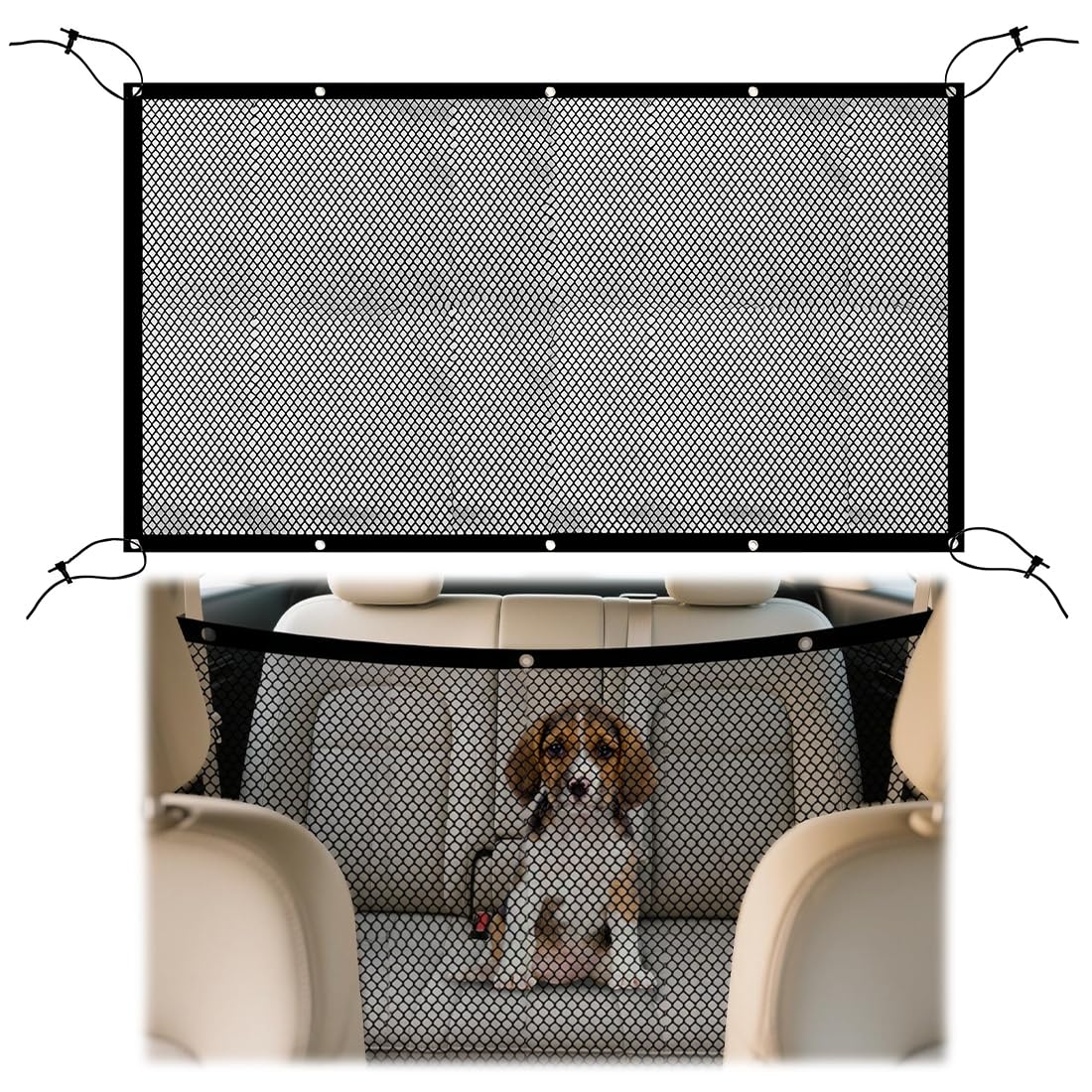 1 Pz Rete Divisoria Per Cani Auto,Protezione Per Sedile Posteriore,Rete Regolabile Per Animali Domestici