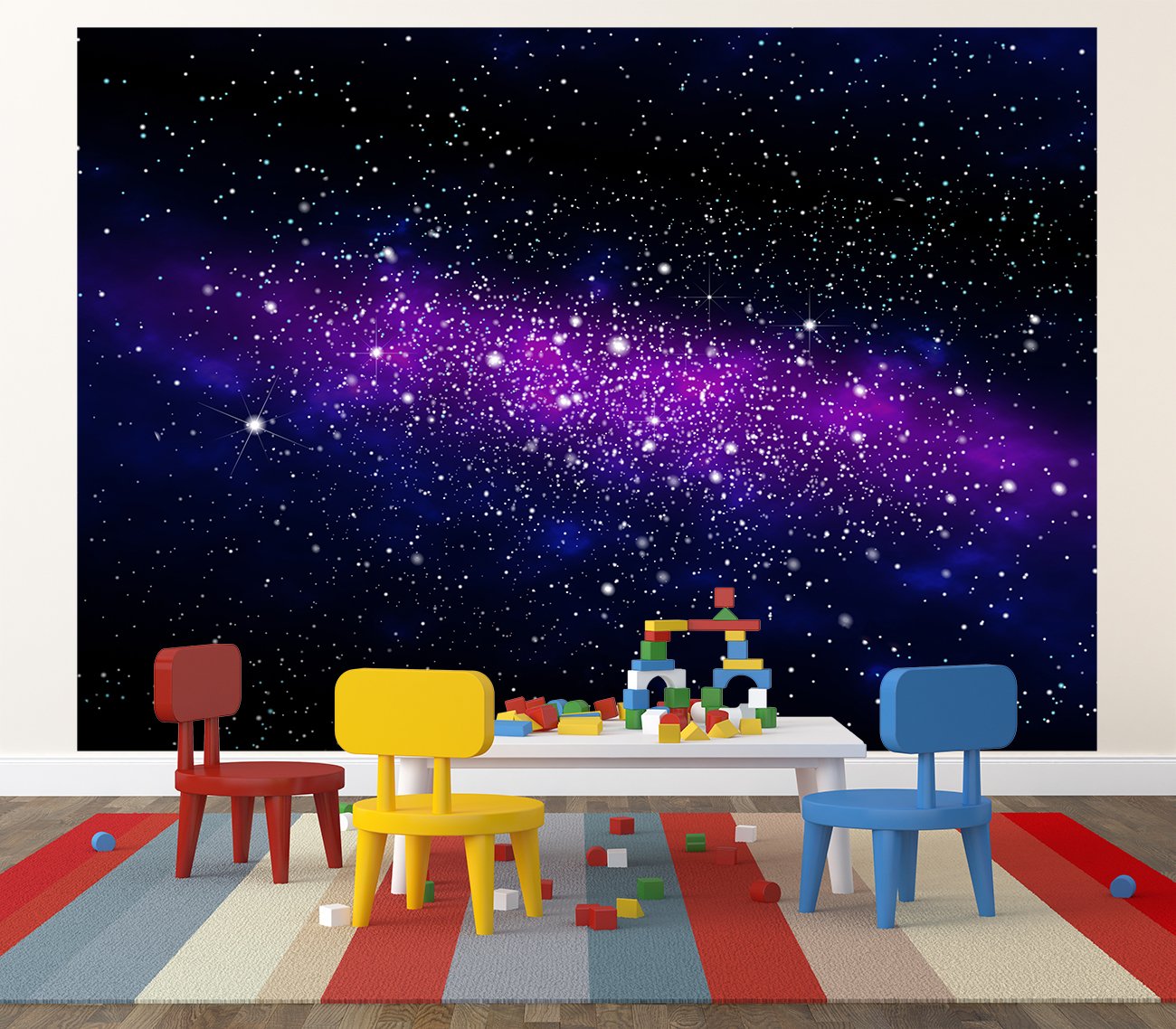 Fotobehang - Vlies Behang - Uitzicht Op De Sterren En Maan Door De Pilaren 3d Sterrenhemel 254 X 184 Cm