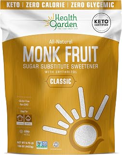 Health Garden Monk Fruit Sweetener, Classic - Non GMO - Gluten Free - Sugar Substitute - Kosher - Keto Friendly (9.75 Pounds (1 Pack))