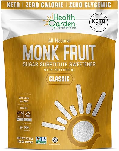 Health Garden Edulcorante de fruta de monje, clásico, sin OMG, sin gluten, sustituto de azúcar, kosher, apto para dieta cetogénica (9.75 libras (1