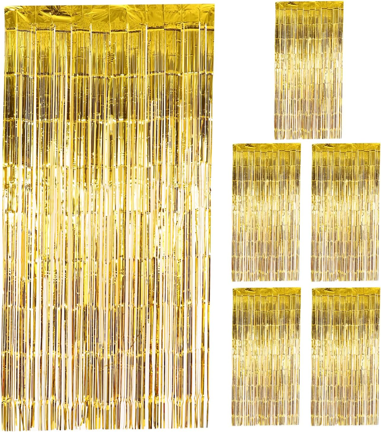 MAGICLULU 6pcs Gold Streamer Curtain: Gold Foil Fringe Curtain - Tinsel Streamers Door Backdrops for Parties Engagement Birthday Graduation