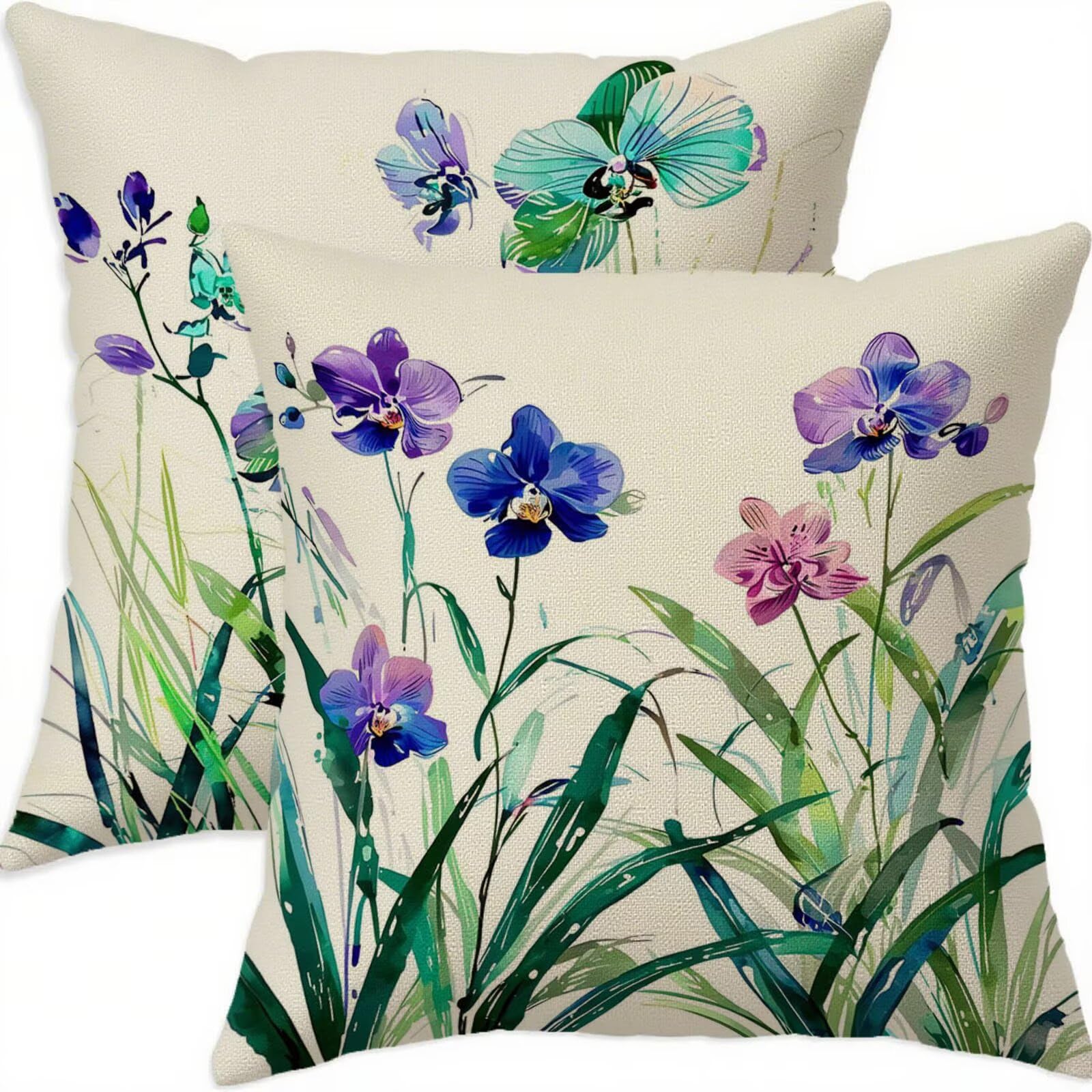 Housse coussin 60x60cm vintage violette en lin pour décorer votre chambre