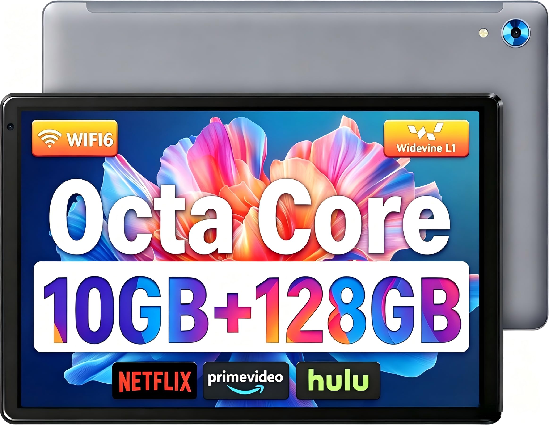 Ainmel Android Tablets, 10.36 Zoll Tablet, 10GB RAM 128GB ROM(1TB TF Expand), Octa Core, 1280 * 800 HD, 5G WiFi 6, BT 5.3, 5000mAh, Widevine L1, Dual Kamera Face ID Tablets Tab Pad (Grau)