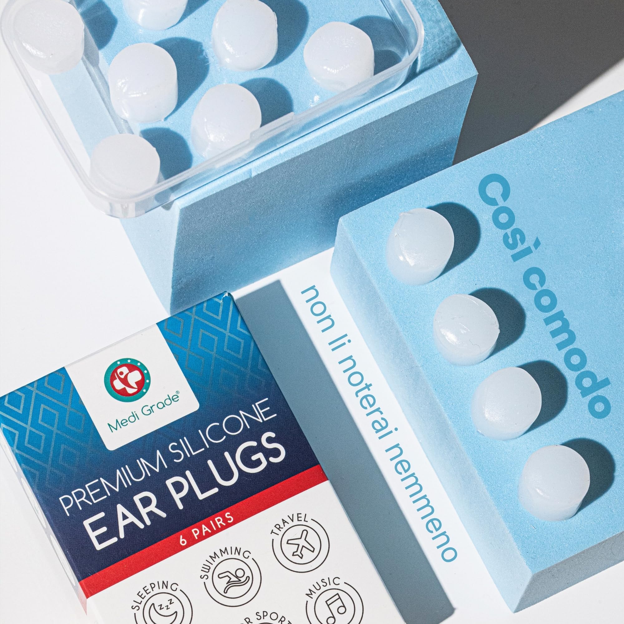 Tappi Orecchie per Dormire Medi Grade [6 Paia] - Tappi per Orecchie Antirumore, Insonorizzanti - Riduzione del Rumore, Ideali per Dormire, Studiare
