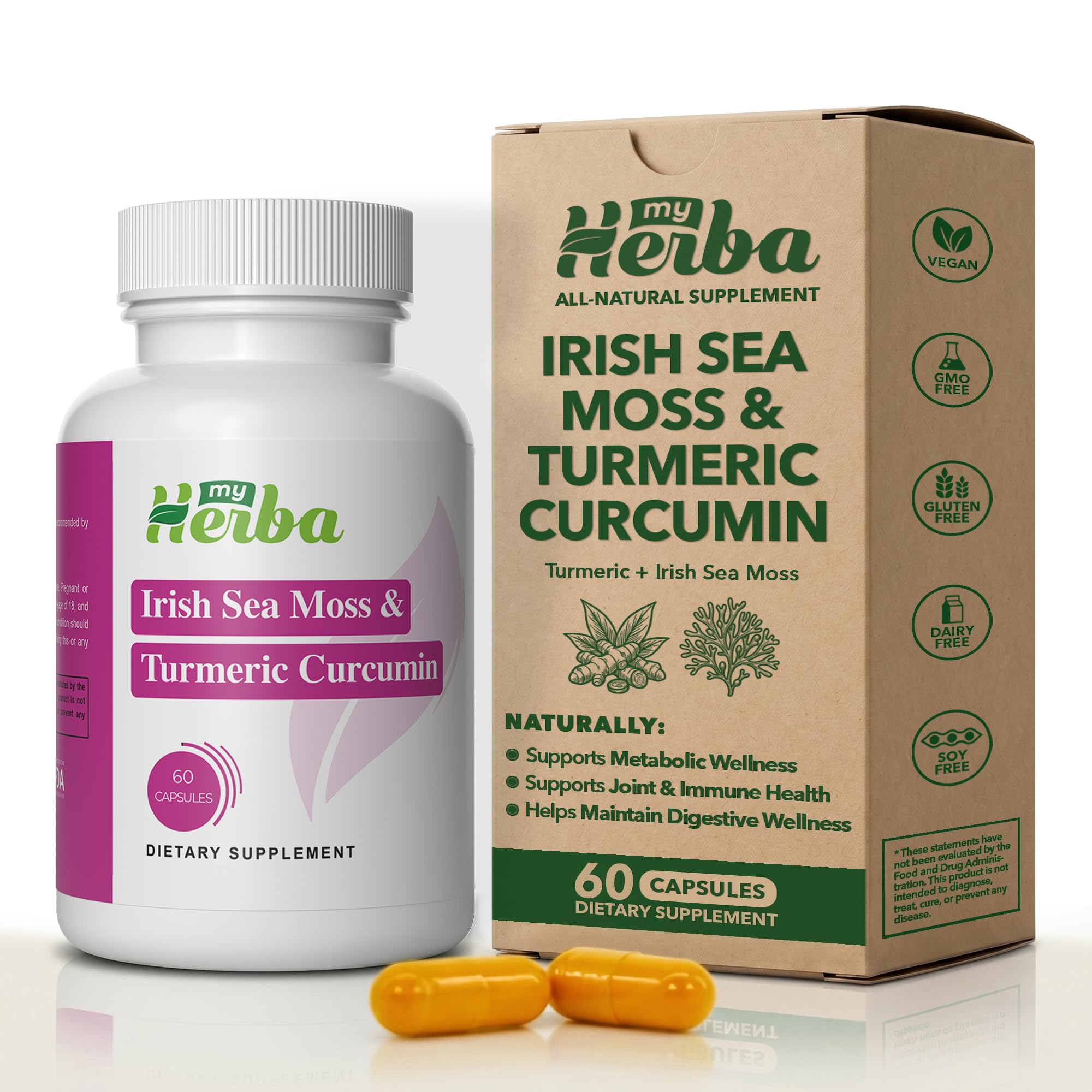 Organic Sea Moss & Turmeric Joint Support, 60 Capsules