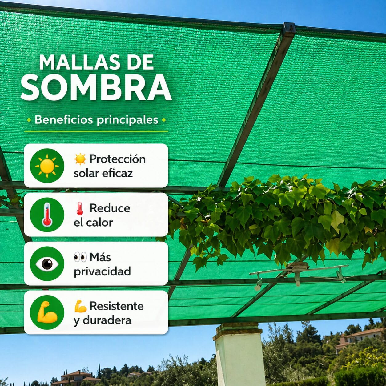 Lona Sombra Exterior Malla Sombreo Red para Vallas y toldos - Rollo Tela Ocultacion Jardin de Maya [Verde Ancho1m]