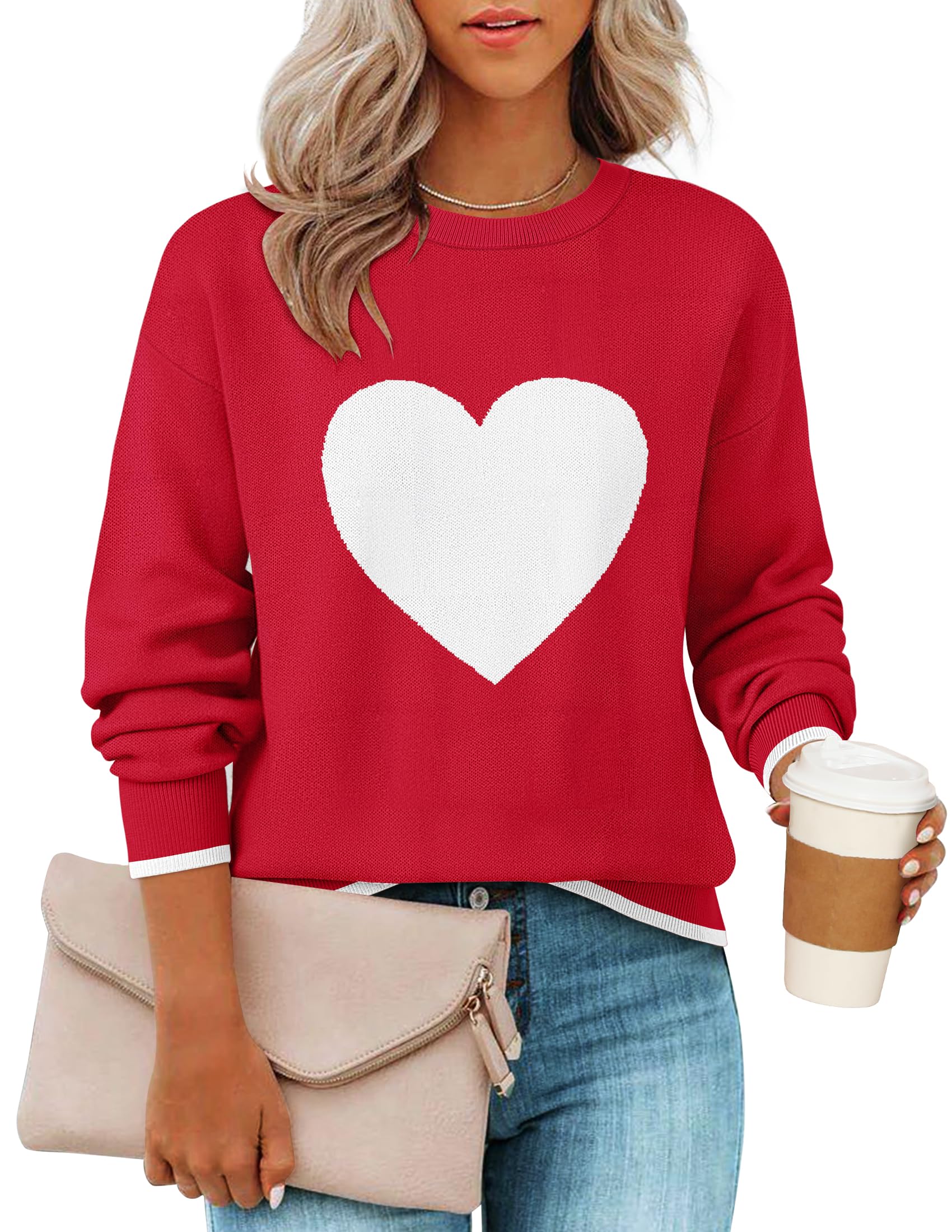 ZESICA Womens Long Sleeve Crewneck Sweater 2026 Fall Printed Cute Oversized Knitted Pullover Tops Trendy Clothes