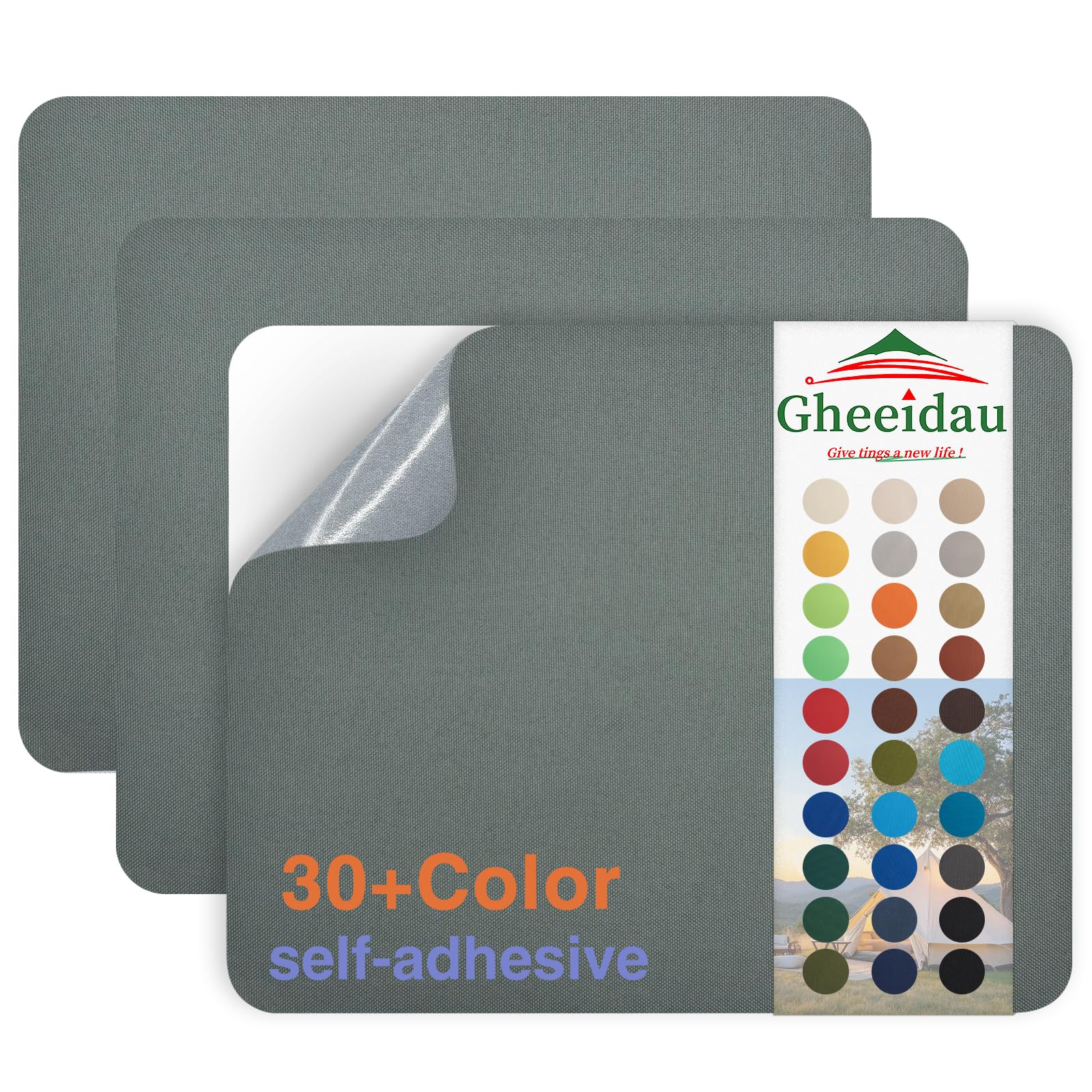 Gheeidau Canvas Repair Patch 9×11 Inch 3Pcs Waterproof Self-Adhesive Fabric Repair Patch for Tents,Boat Cover,Pop Up Canopy,Patio,Bags,Car Seats,Sofas