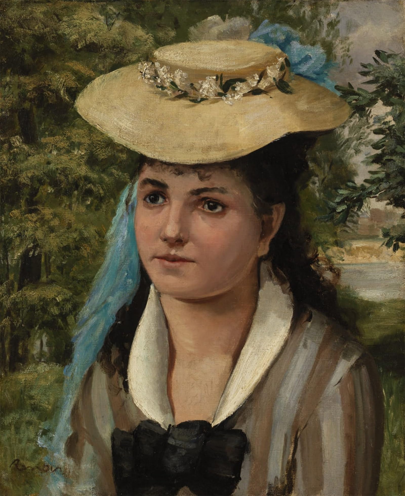 RZHRHJES Vintage Wall Art Picture on Canvas Wall Art Poster Lise in a Straw Hat by Pierre Auguste Renoir Canvas Poster for Home Decor 60x90cm