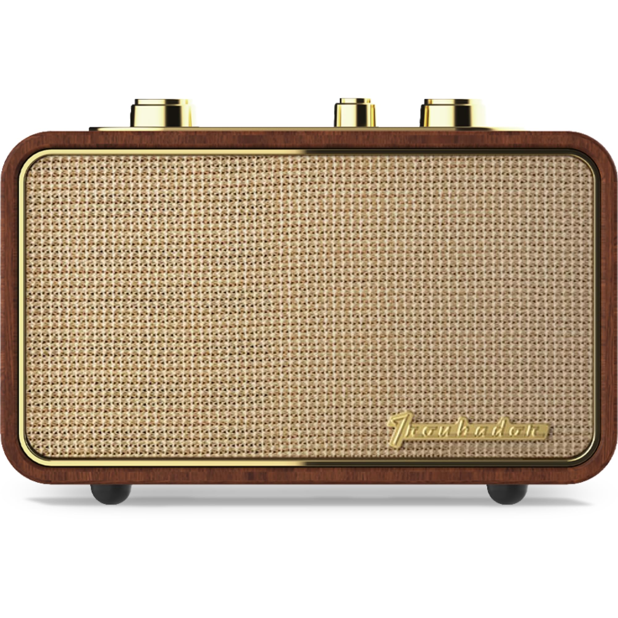 TRENBADER Retro Wood Bluetooth Radio with Built-in Speakers, Wireless Portable Speakers with Subwoofer-Elegant & Vintage Design, Rotary AM/FM Tuning