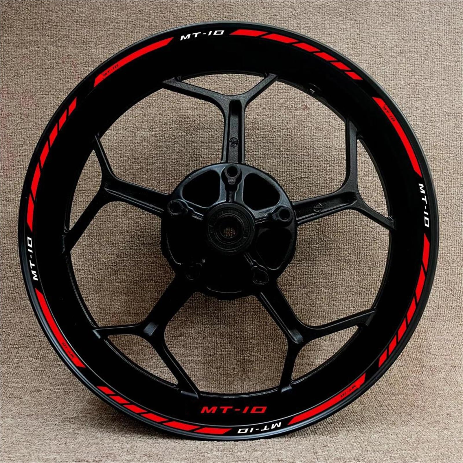 Sticker Part for Y-AMAHA MT-10 Mt10 Motorcycle Wheel Hub Stickers Complete Set 17 Inch Rim Reflective(Black- Silver)