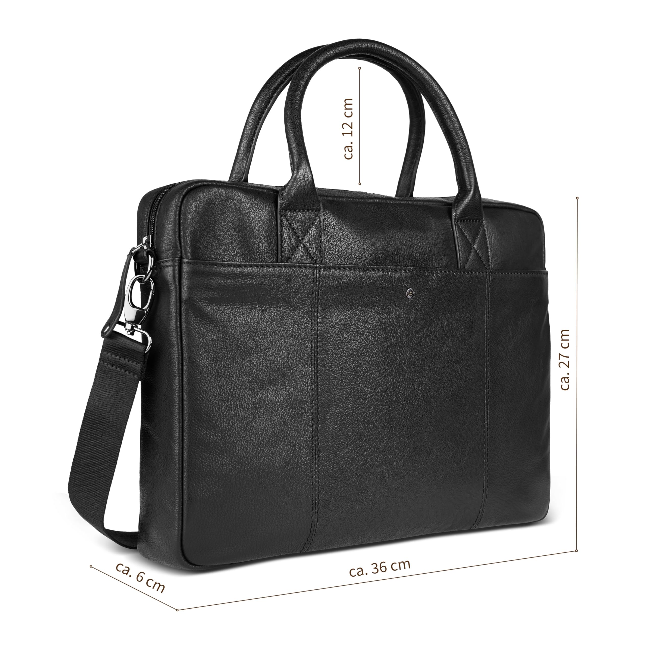 bugatti Black Magic Aktentasche für Herren aus Leder, Business-Tasche für Büro & Arbeit in schwarz