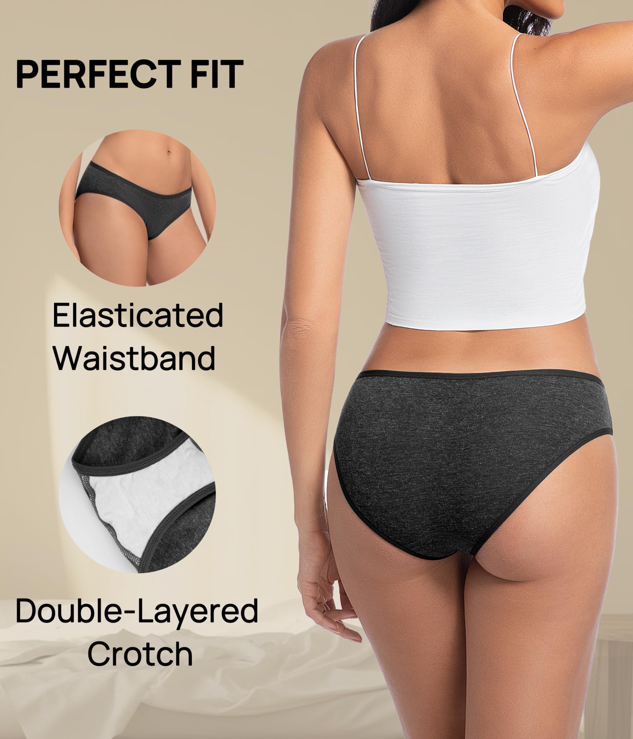 FORVEVO Ropa interior de lana merino para mujer, paquete de 3 unidades, bragas de lana transpirables, bikini para mujer