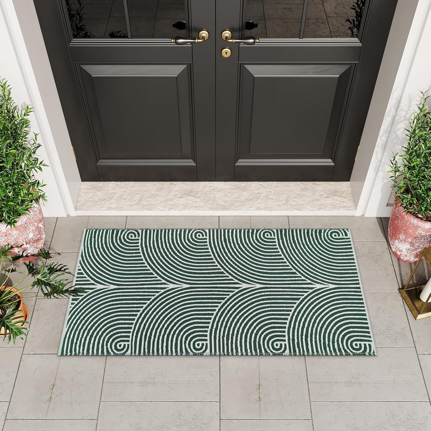 Tiffasea Kitchen Runner Rug 2'x4.3', Washable Small Area Rug Reversible Farmhouse Throw Rugs Green Bathroom Rug Runner Modern Entry Front Door Mat Carpet Runner for Foyer Bedroom Entryway