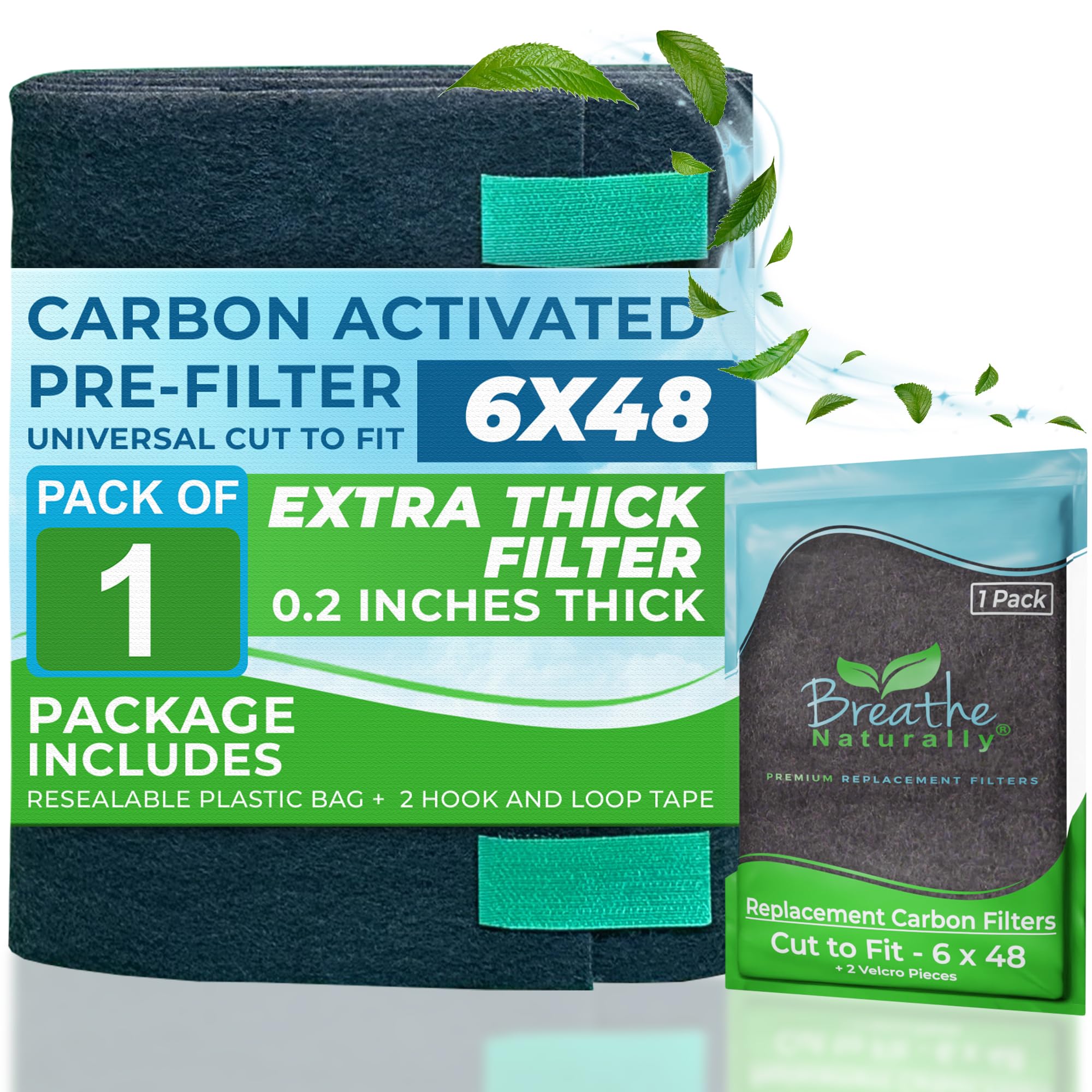 Breathe NaturallyUniversal Cut To Fit Carbon Activated Air Filter - Replacement Charcoal Filters - Pre Filter Carbon Sheet for Air Purifier, Vent Filters & More - Made in USA (Pack of 1, 6x48)Compact by Design (Amazon-developed Certification)