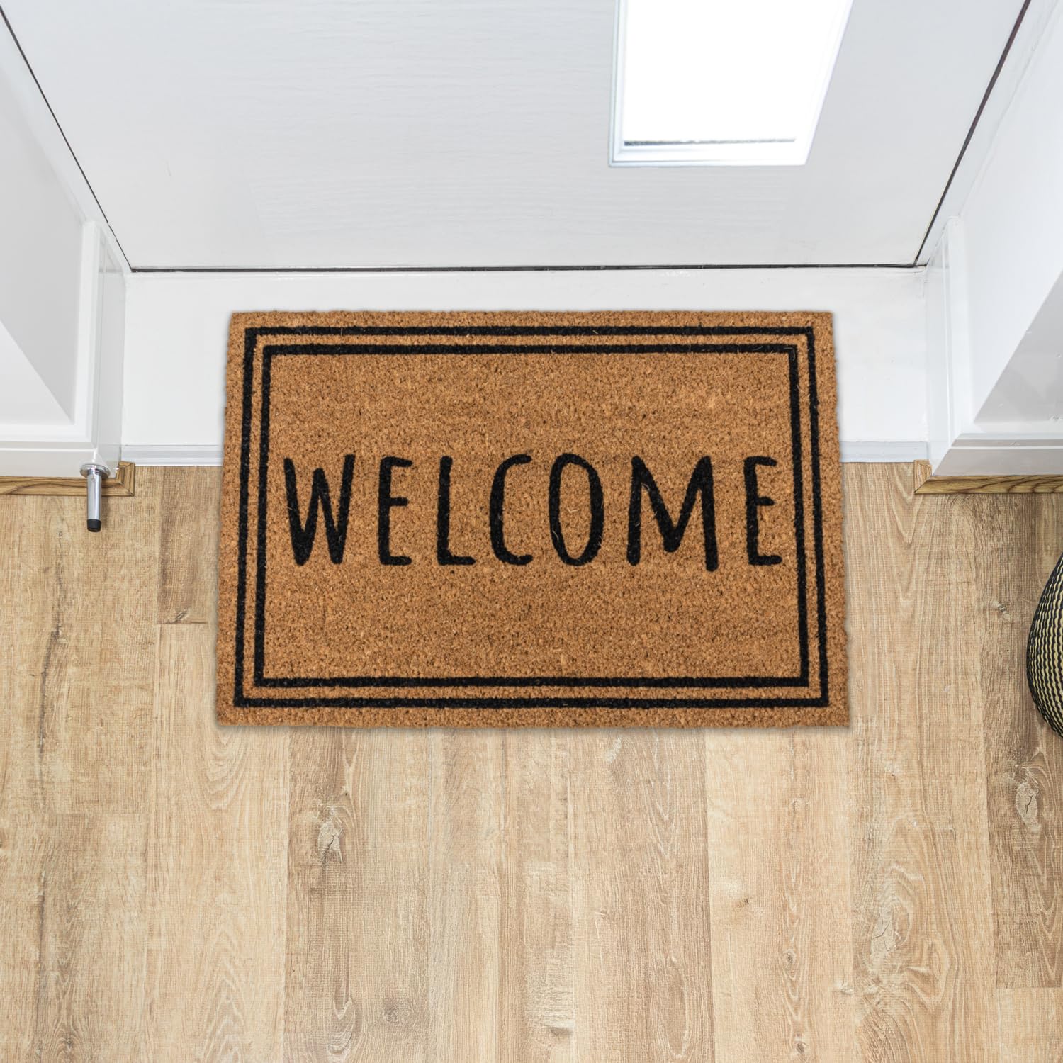 JVL Eco-Friendly Latex Backed Coir Entrance Doormat, 40x60cm - Welcome Border, 40 x 60 cm (Rectangular) - Image 2