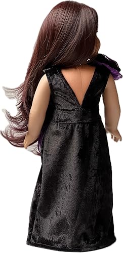 Miniatura 2 de Royal Velvet - Conjunto de 2 piezas para muñeca de 18 pulgadas, vestido negro y morado y zapatos a juego, ropa de muñeca de 18 pulgadas (bolsa no