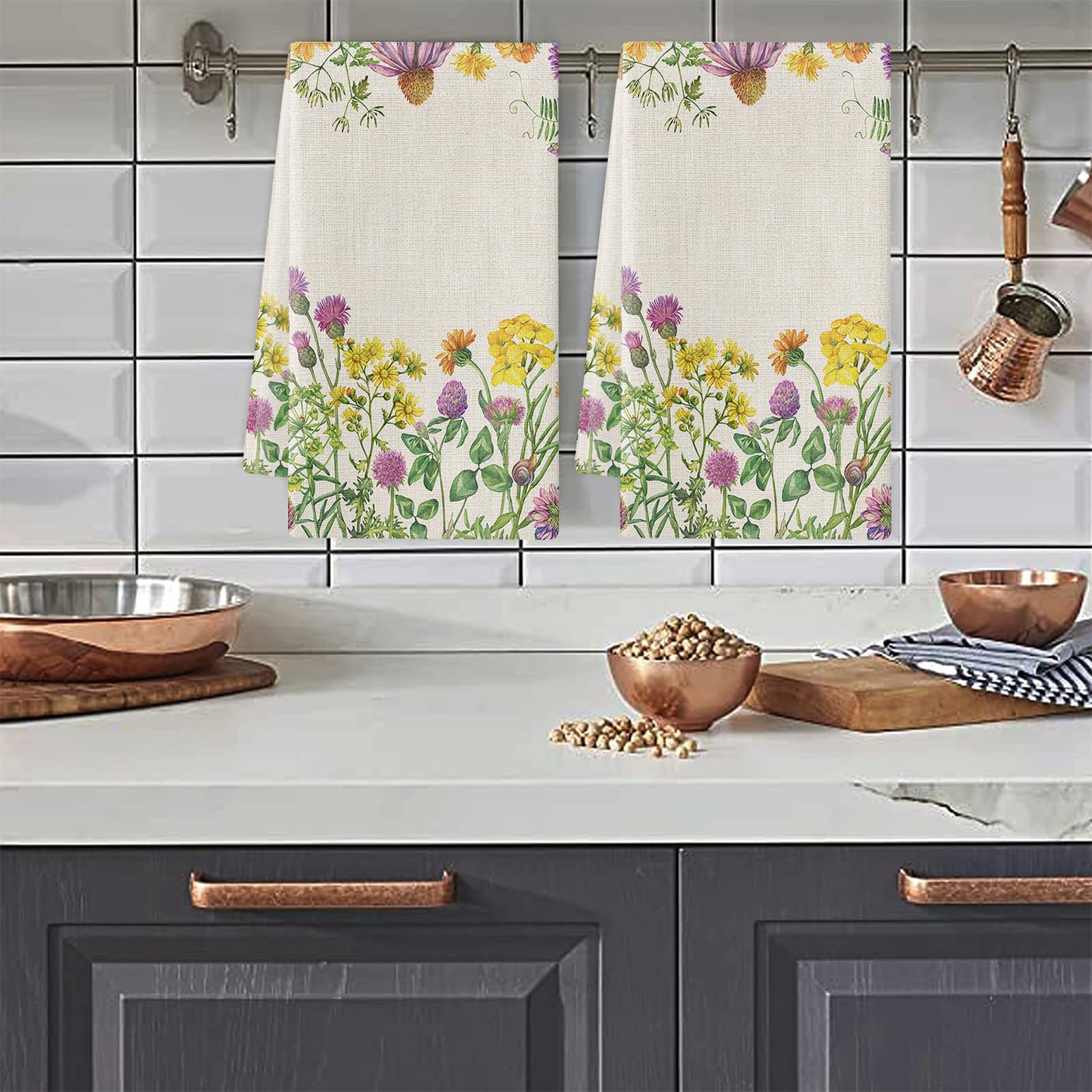 Strofinacci Cucina Giallo Rosa Florale Canovacci Cucina Assorbente Microfibra Morbido e Lavabile Asciugamani Cucina Decorativi per Bagno Ristorante 4 Pezzi (40x60 cm)