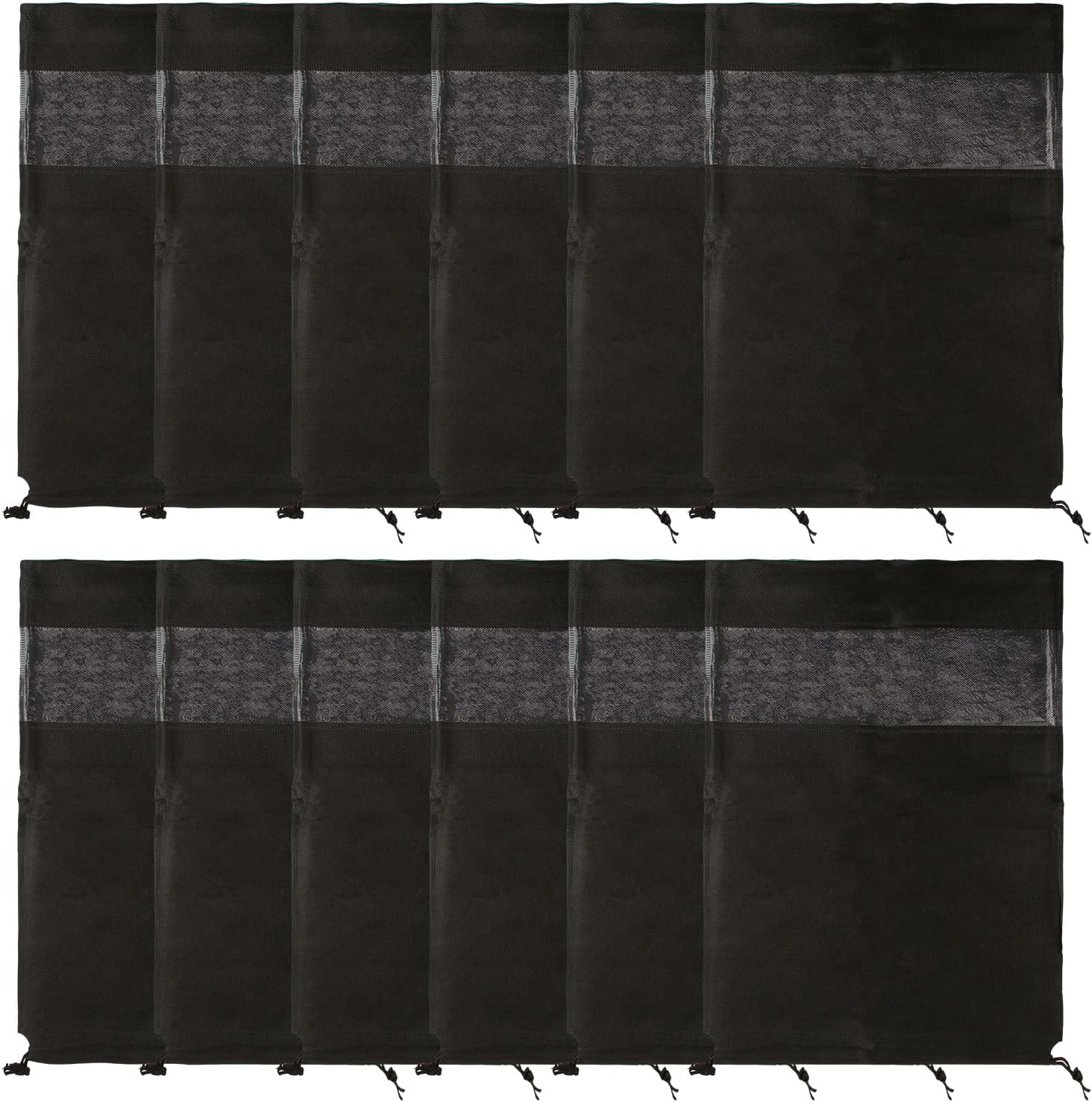 12 x Black Waterproof Dustproof Shoe Storage Bags with Transparent Window, Shoe Storage Bag for Home Storage 12 x Black Waterproof Dustproof Shoe Storage Bags with Transparent Window, Shoe Storage Bag for Home Storage