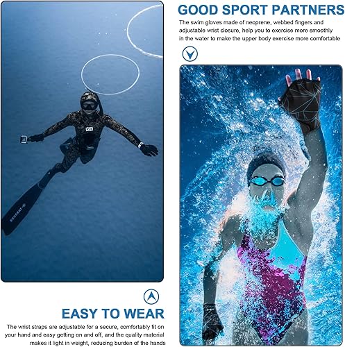 Miniatura 4 de TAGVO Guantes acuáticos de natación, guantes acuáticos para ayudar a la resistencia de la parte superior del cuerpo, guantes de natación con malla