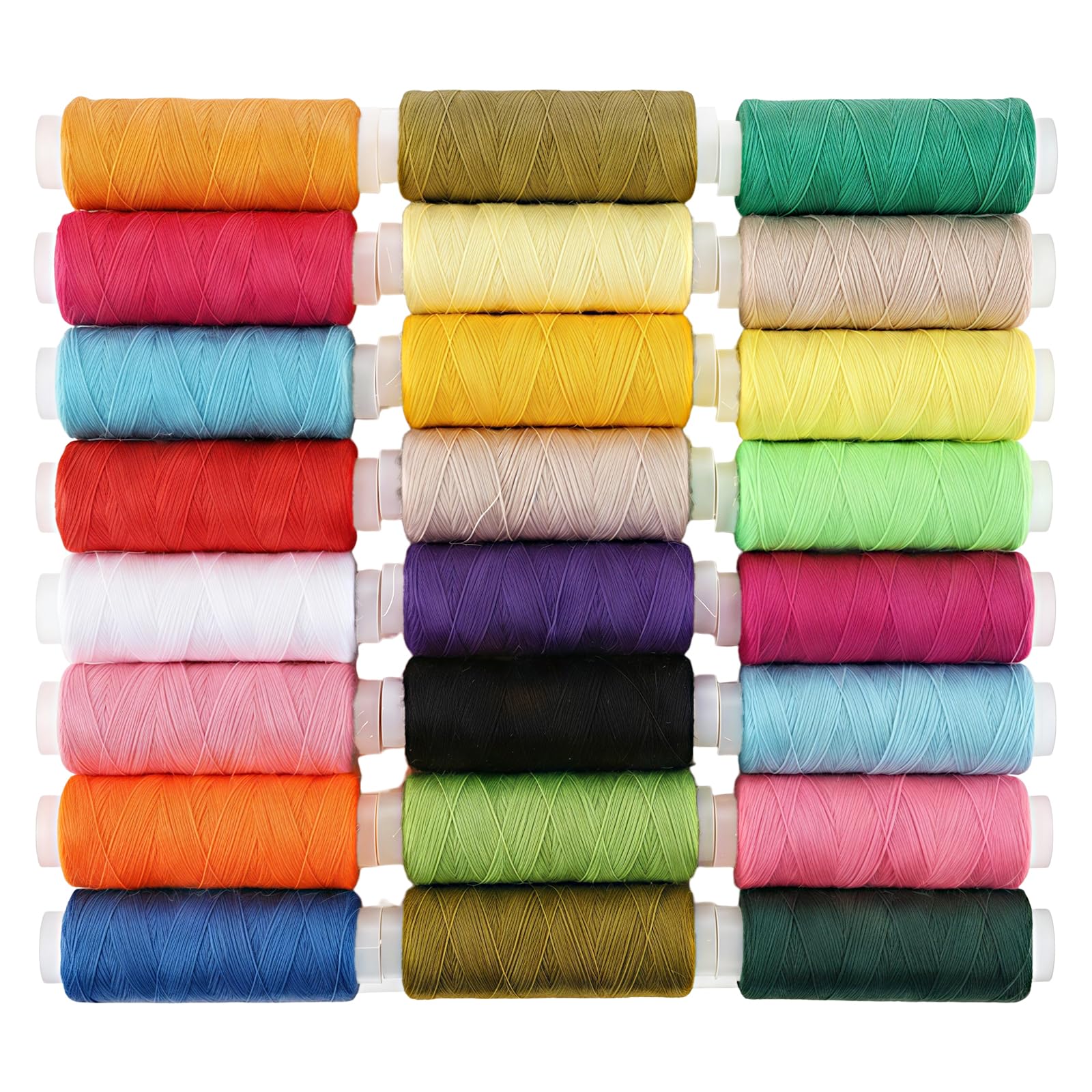24 Spools Cotton Sewing Thread Set, 90 Yards per Spool, Includes Black Thread and White Cotton Thread for Sewing Machine & Hand Sewing, All-Purpose Strong Thread for Quilting, Repair, Overlocker