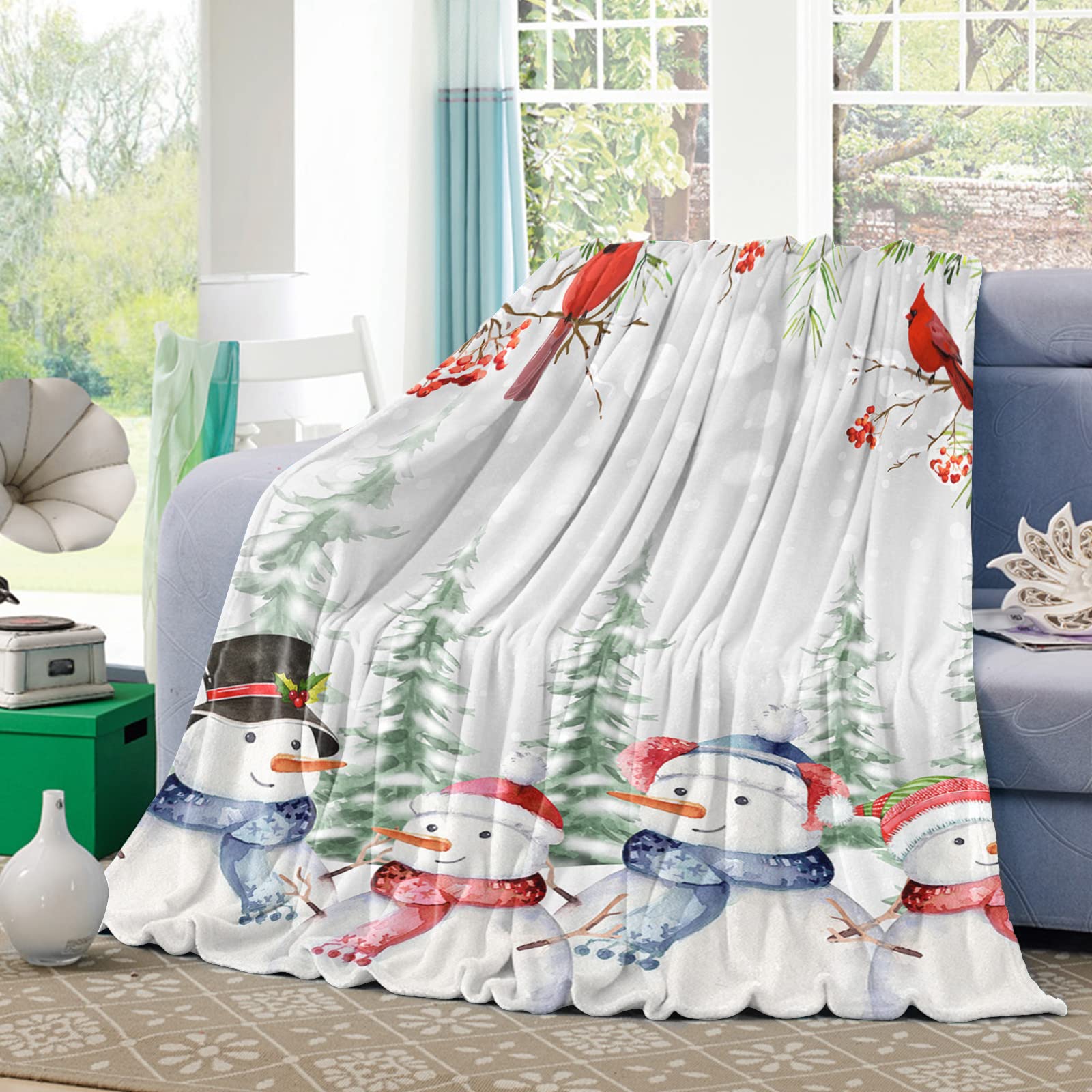Amazon.com: Throw Blanket Winter Snowman Cardinal Christmas,Super Soft  Flannel Fleece Blankets Lightweight Throws for Couch Sofa Bedroom Living  Room Farm Pine Tree White Snow,Cozy Microfiber Throws,40x50in : Home u0026  Kitchen