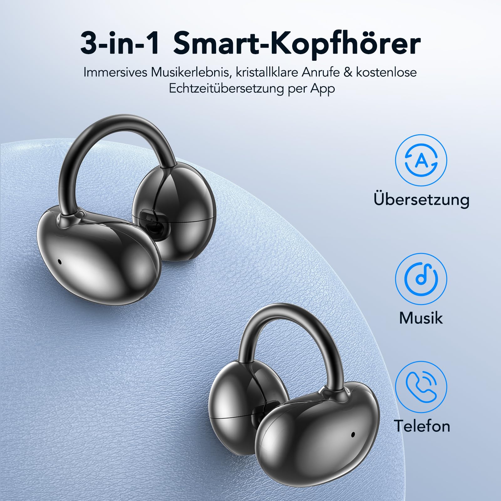 NE32 KI Übersetzer Kopfhörer mit LCD, 3-in-1 Übersetzungskopfhörer, 150 Sprachen, 9 Übersetzungsmodi, HiFi-Sound, ENC, 48H Bluetooth 6.0