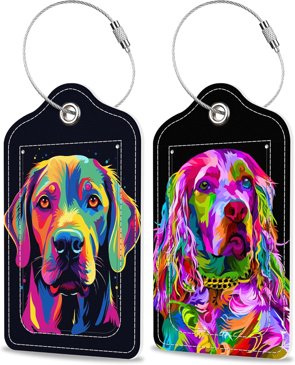 2 Pack Cute Dog Luggage Tag for Suitcase Colorful Cocker