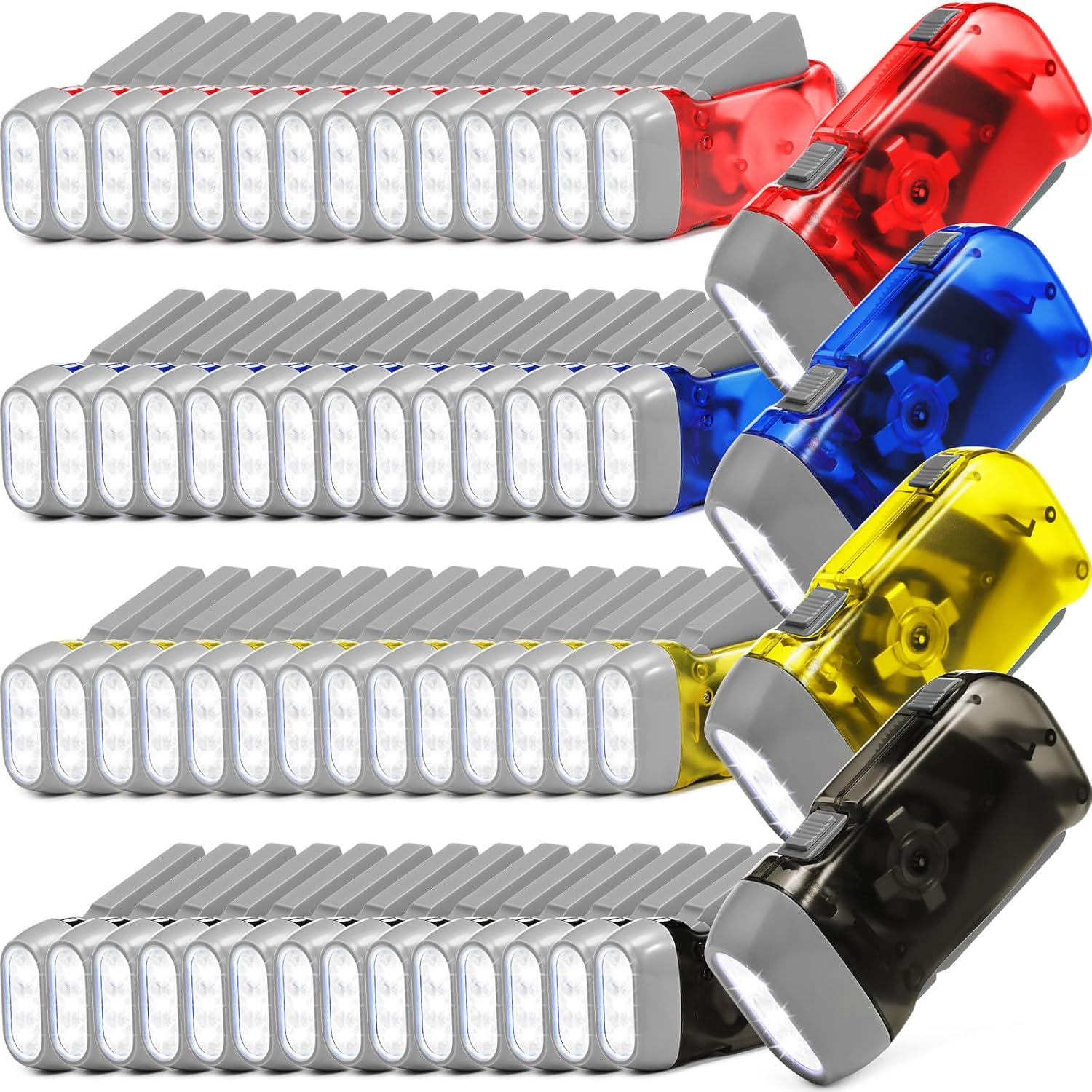 Treela 60 Pack Hand Crank Flashlight No Battery Flashlight Powered