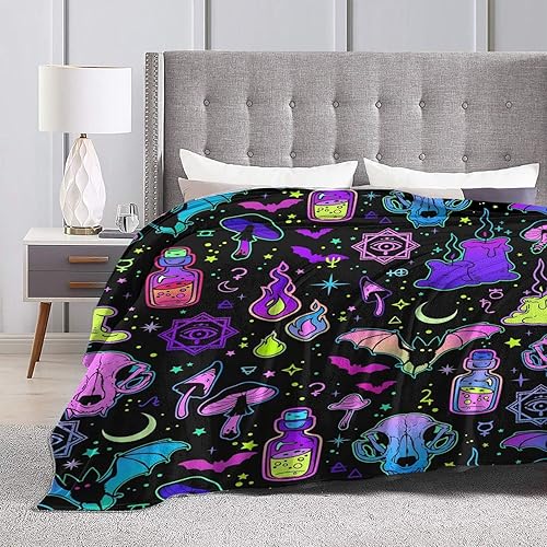 Miniatura 5 de Bonita manta de bruja, ultra suave y acogedora, manta de franela ligera y cálida de lujo para sofá, silla, cama y oficina durante todas las