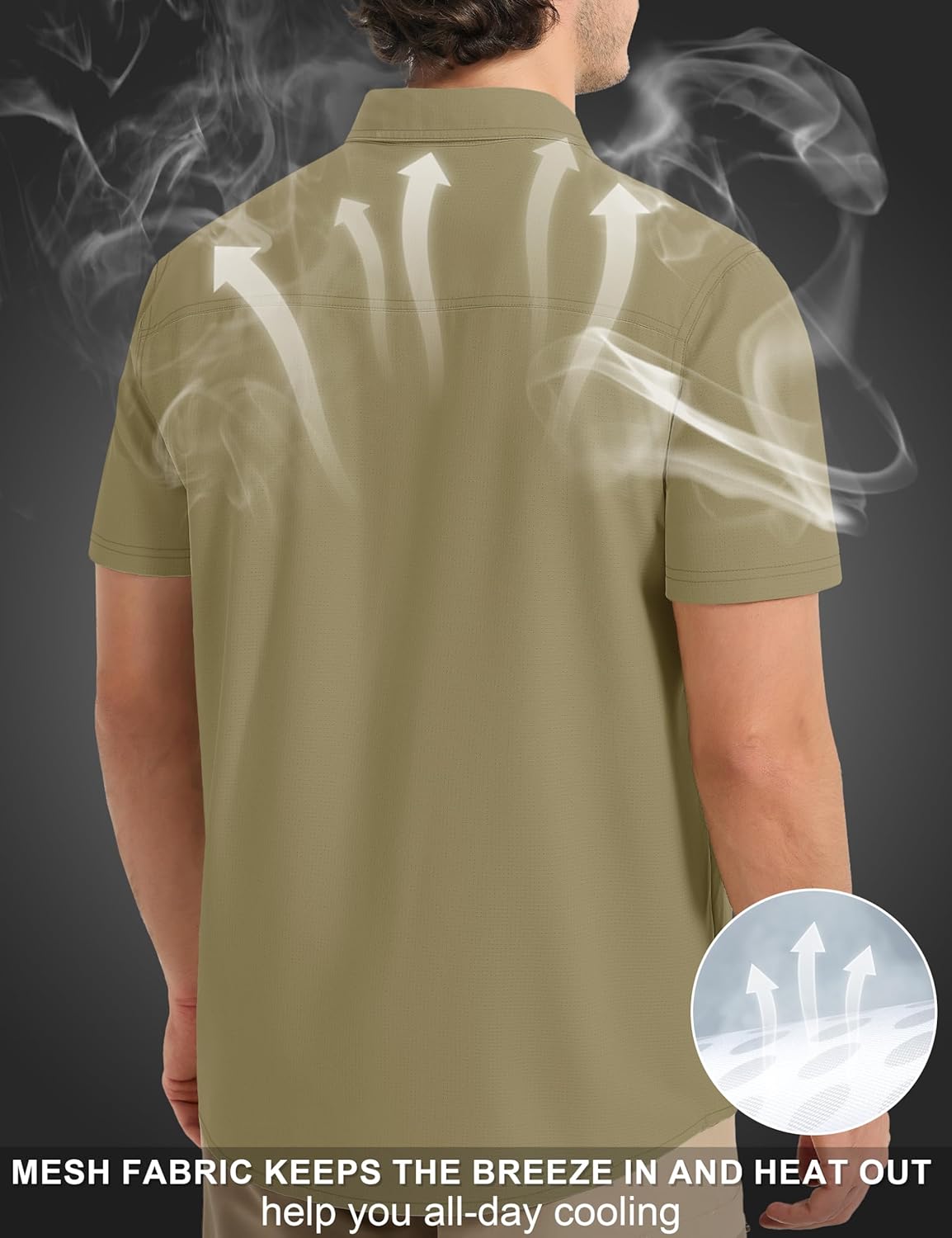 MAGCOMSEN Men's UPF 50+ Fishing Shirts UV Sun Protection Cooling Quick Dry Short Sleeve Shirts for Hiking Safari Camping