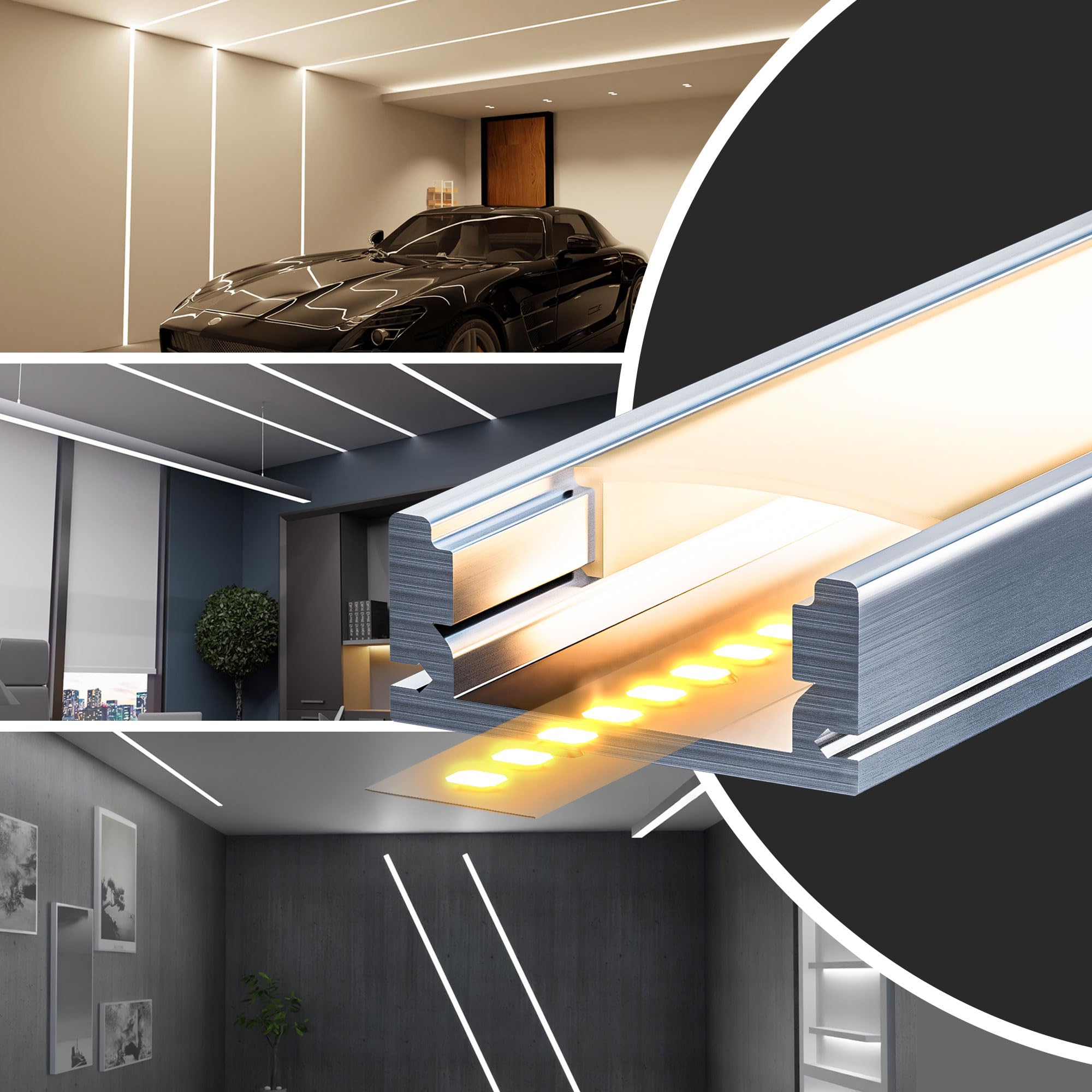 Profilé LED 1 m x 6 pièces Tot 6 m, 17,4 mm x 7 mm, Couvercle opaque mat PC, Bande LED max 12,4 mm