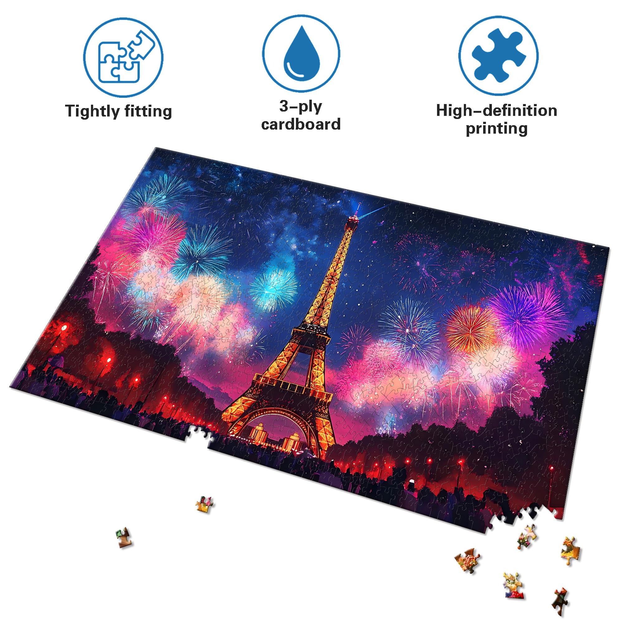 Puzzle 1000 Pezzi per Adulti Parigi Di Notte - Forma Speciale Puzzle classici | Impossibile Puzzles | Decorazione Murale Unica (41x80cm) | Regalo Originale per Amanti dei Puzzle - 3