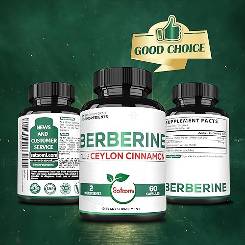 Miniatura 6 de Suplemento de berberina de 1500 mg con canela de Ceilán, extra fuerte para el sistema inmunológico, la salud digestiva, el manejo del cuerpo y la