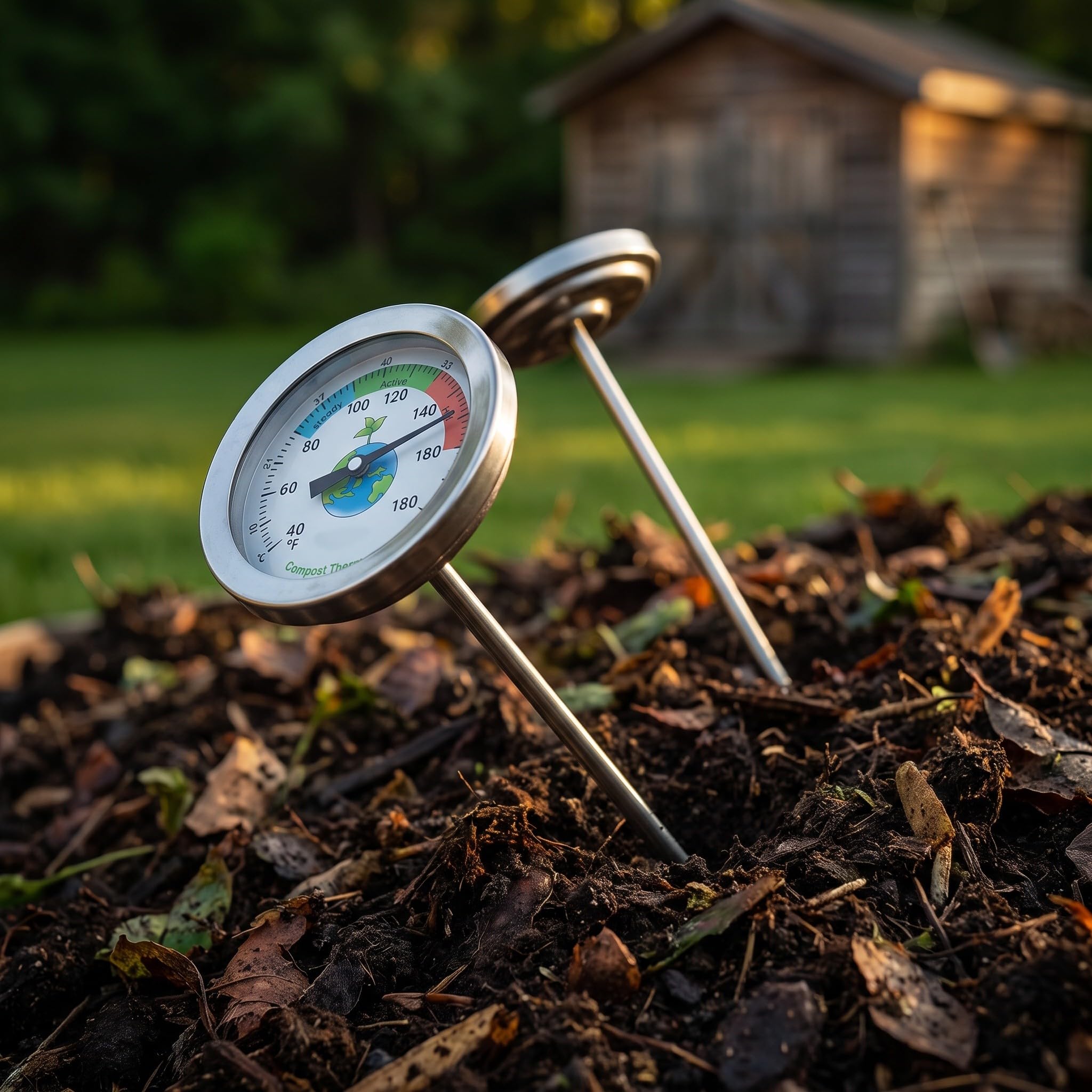 ibasenice Lot de 2 thermomètres à Compost à Longue Tige, sonde à Sol en
