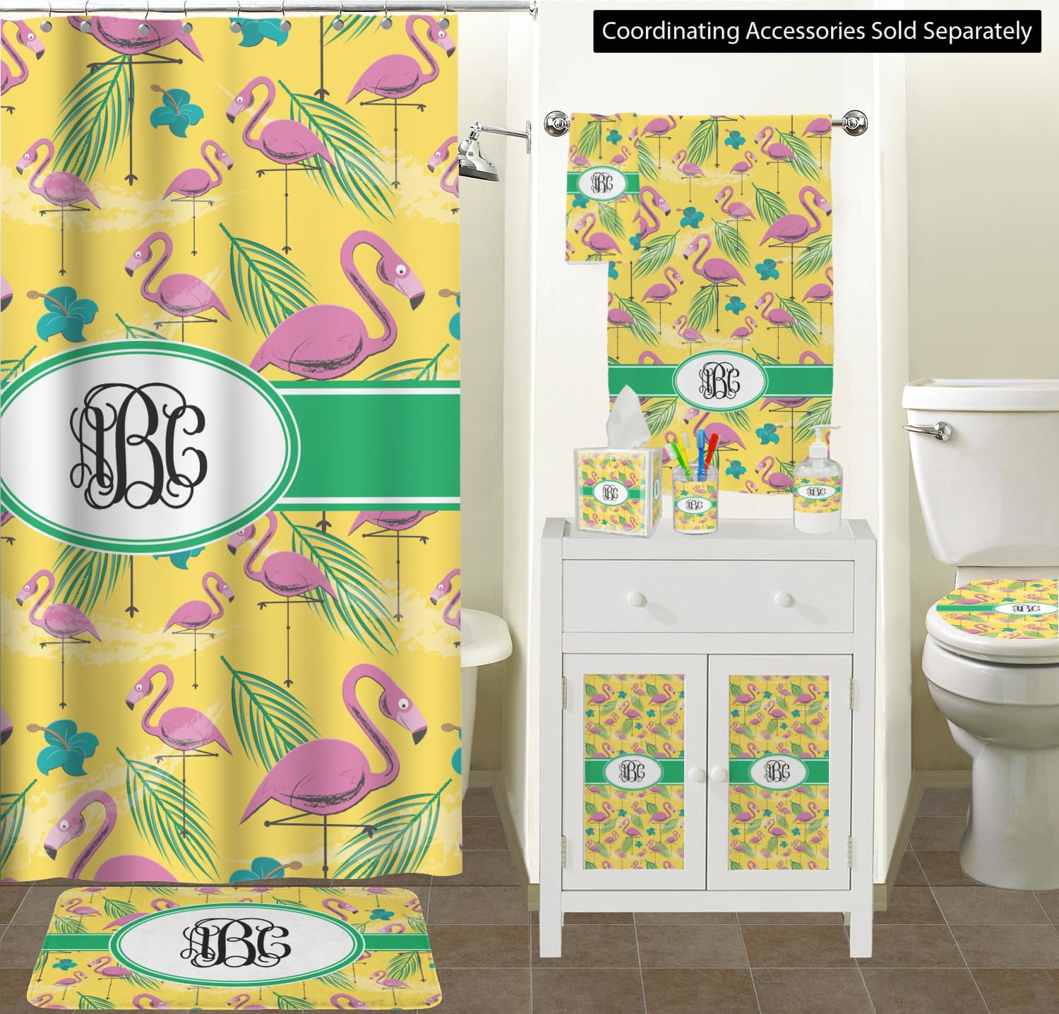 RNK Shops Personalized Pink Flamingo Toilet Seat Decal - Round