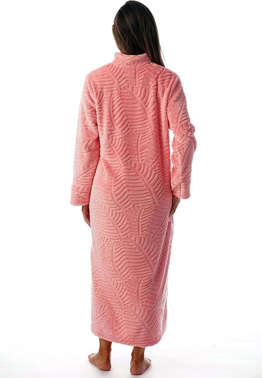 Just Love Plush Zipper Lounger Solid Robe