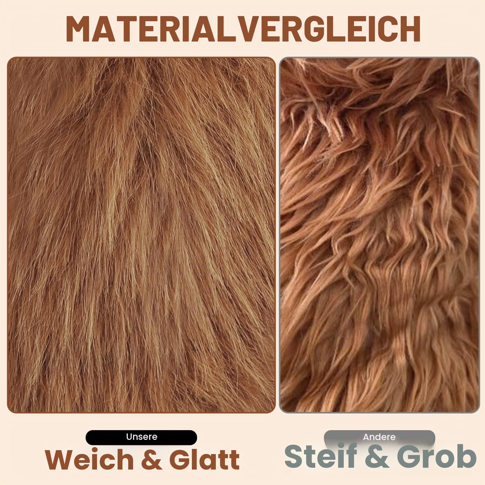 Golfschlägerhaube mit lockigem Haar, lustig, weich, gemütlich, Plüschtier-Golfschläger-Kopfbedeckung, Braun
