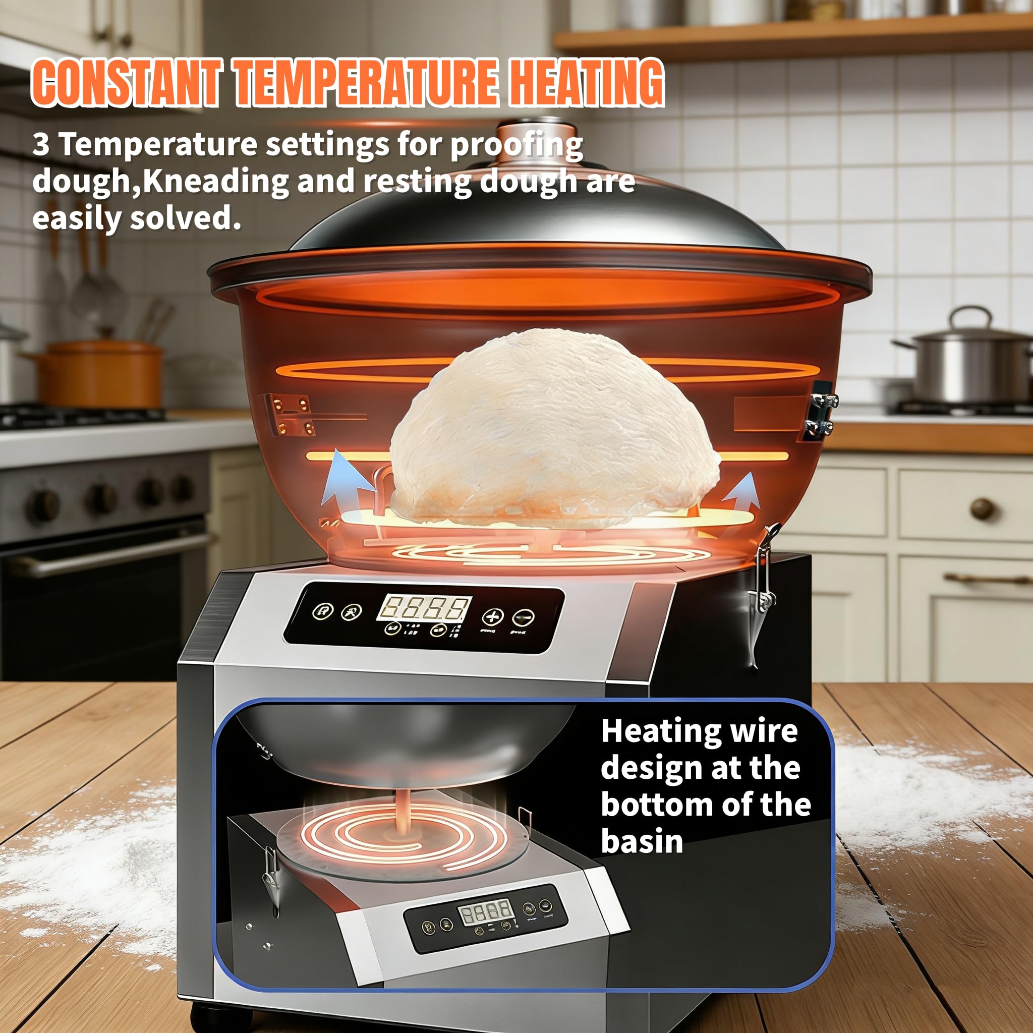 Impastatrice professionale 8 kg (18 lb), Macchina per impastare a doppia rotazione, Ciotola in acciaio inossidabile 304, Timer, Impastatrice a spirale elettrica per panificio e pizzeria 8kg(18lbs)