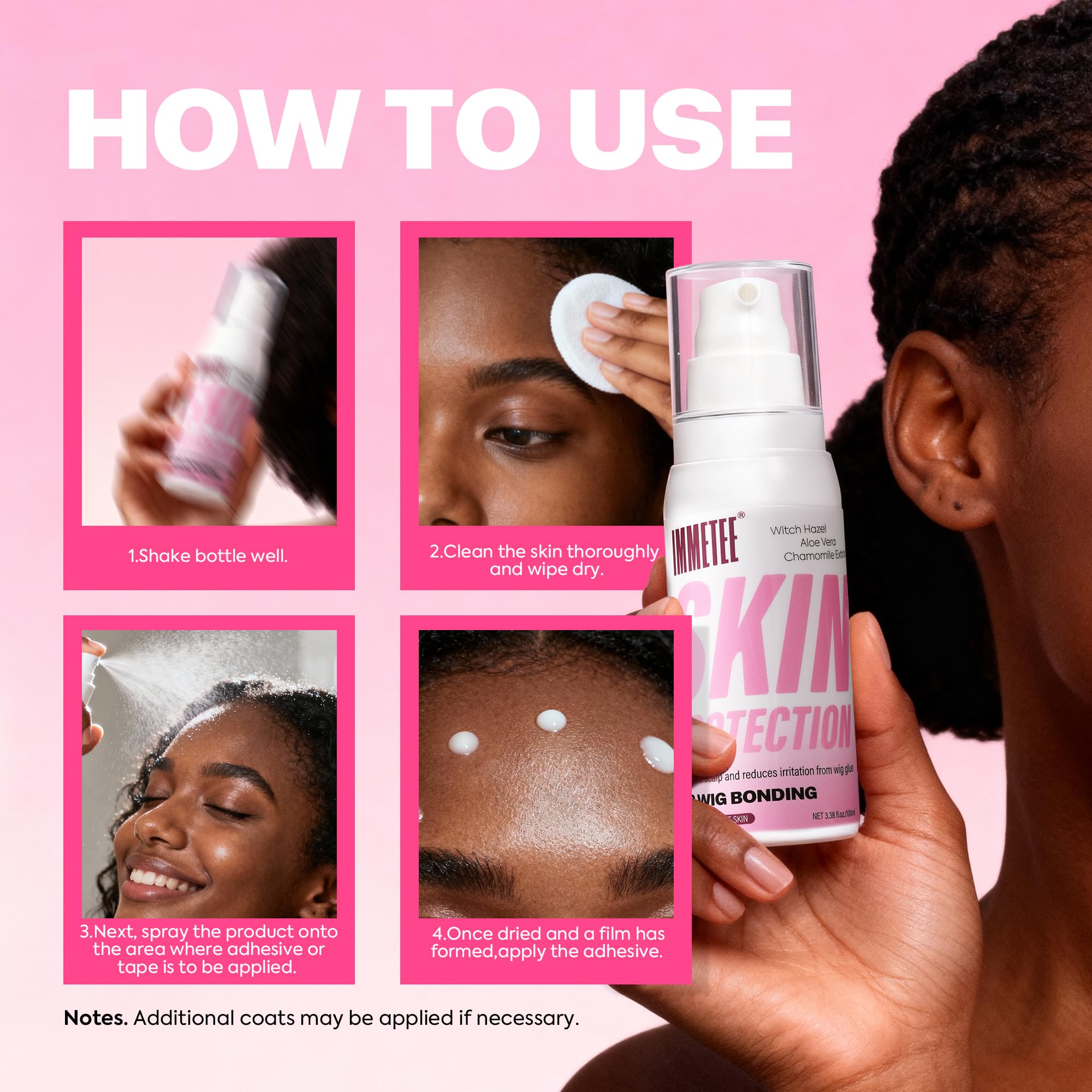 immetee Wig Bond Protección para la piel, pegamento para pelucas, protector del cuero cabelludo para pegamentos para pelucas de encaje y adhesivos capilares. 100 g/3,38 fl. oz.