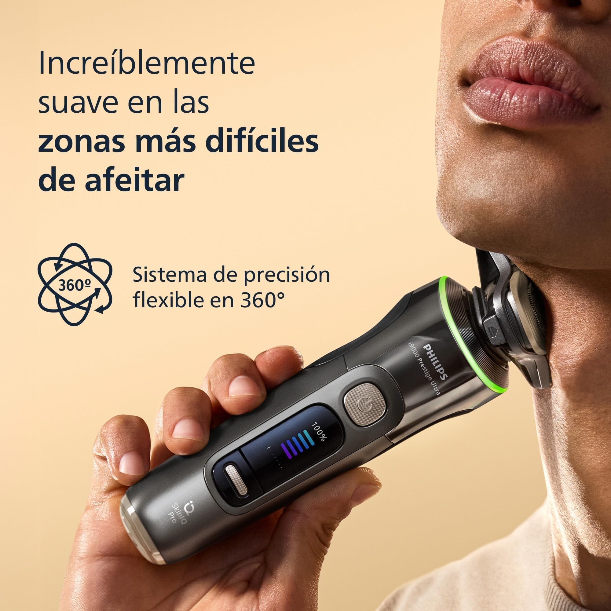 Philips i9000 Prestige Ultra, Afeitadora Eléctrica Hombre, Máquina de Afeitar Barba en Seco y Húmedo, Tecnología SkinIQ Pro, Recargable, Centro de limpieza, Recortador, Estuche de Carga UV, XP9402/46
